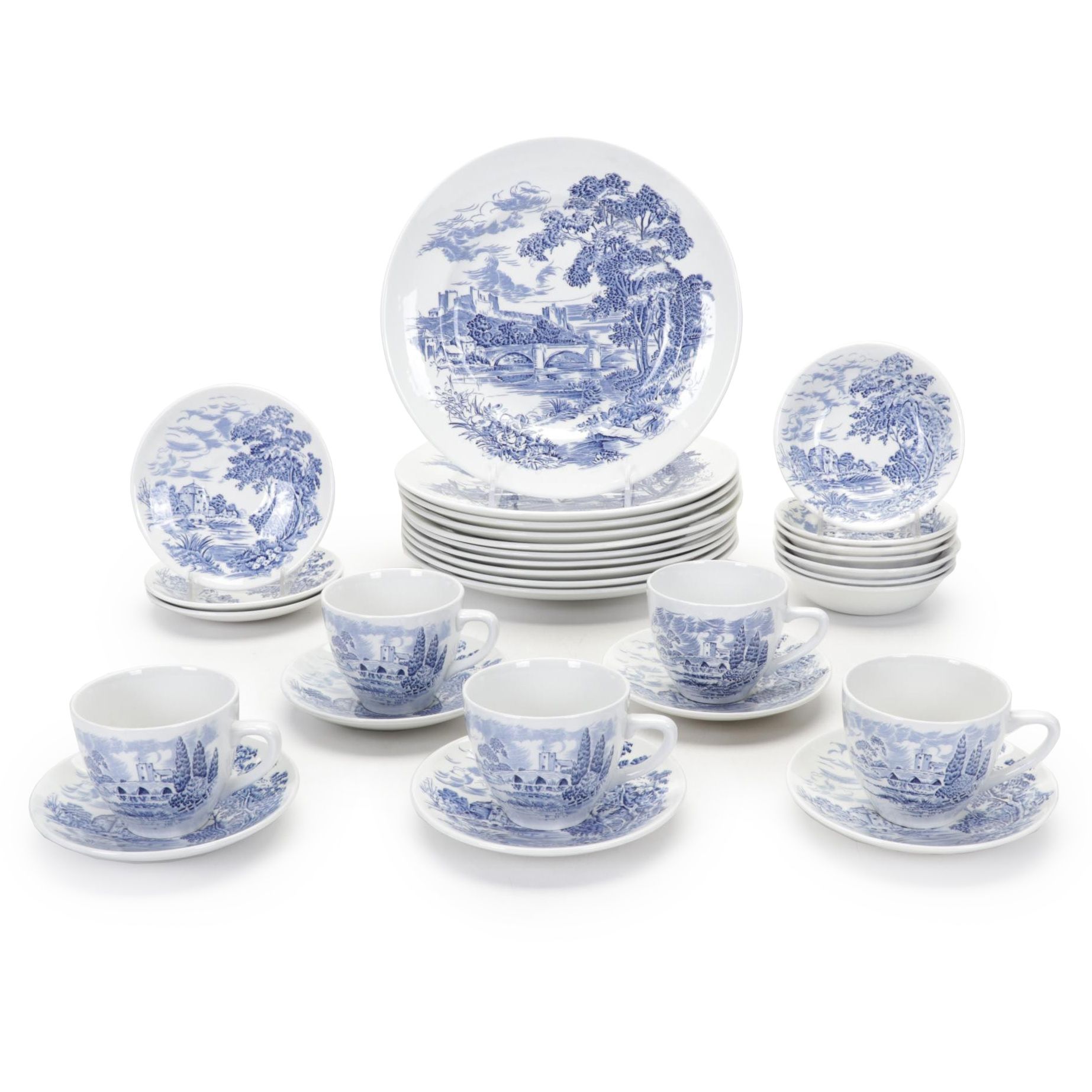 Wedgwood "Countryside Blue" Porcelain Transferware, Mid to Late 20th