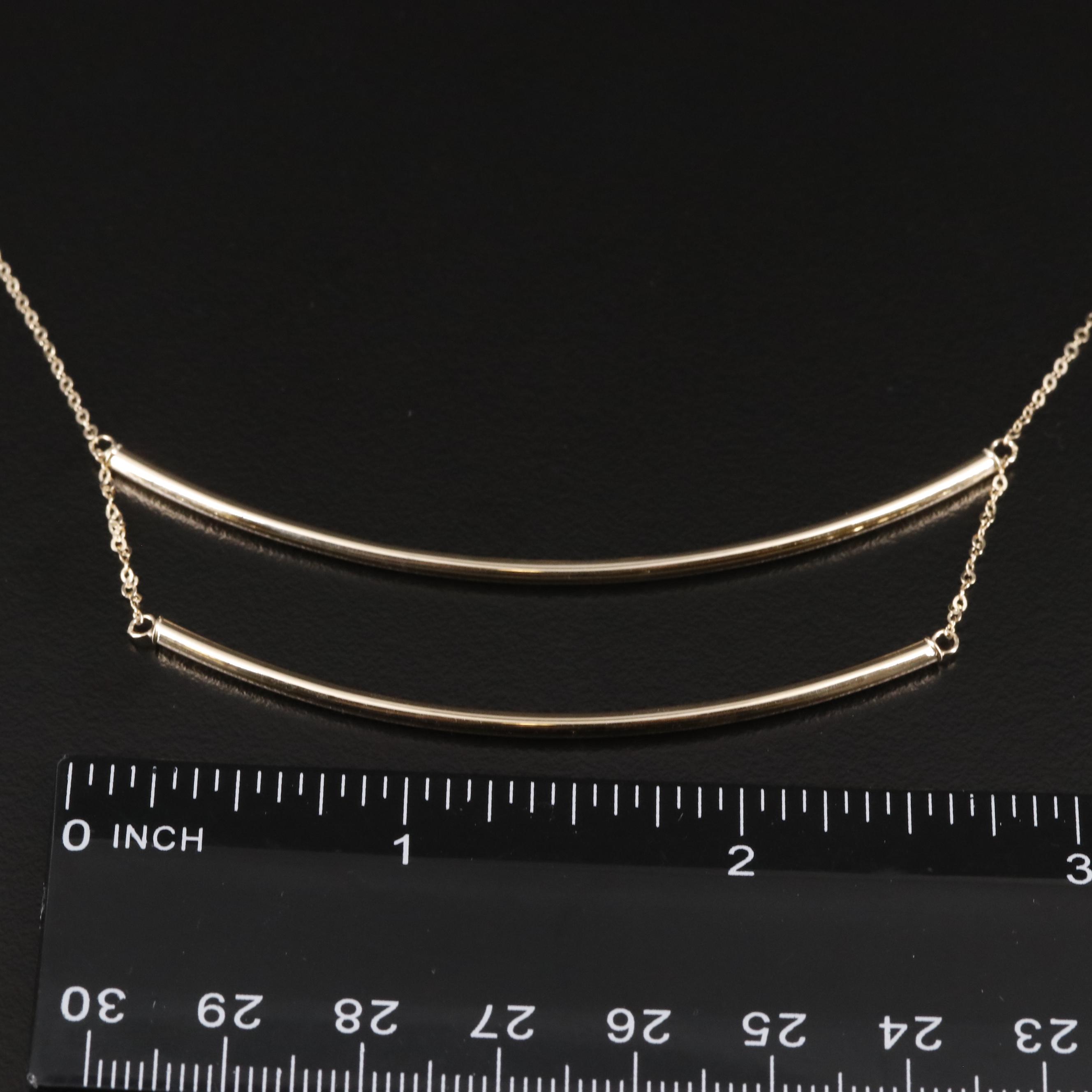 14K Double Bar Necklace EBTH