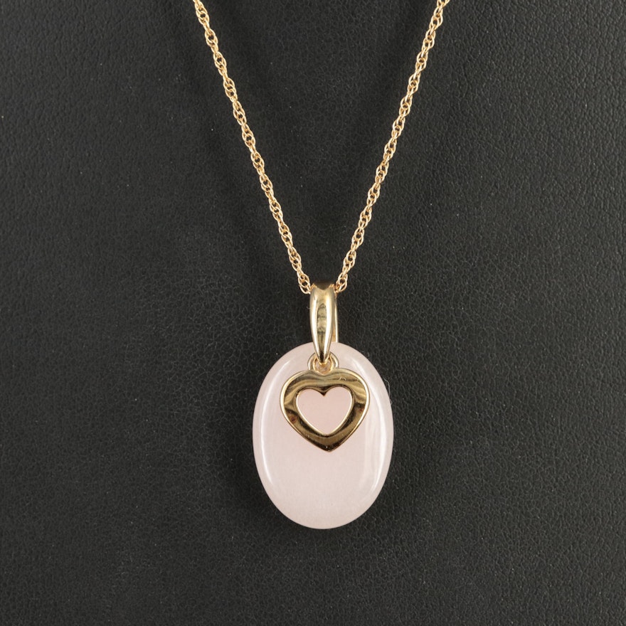 Sterling Quartzite Heart Pendant Necklace