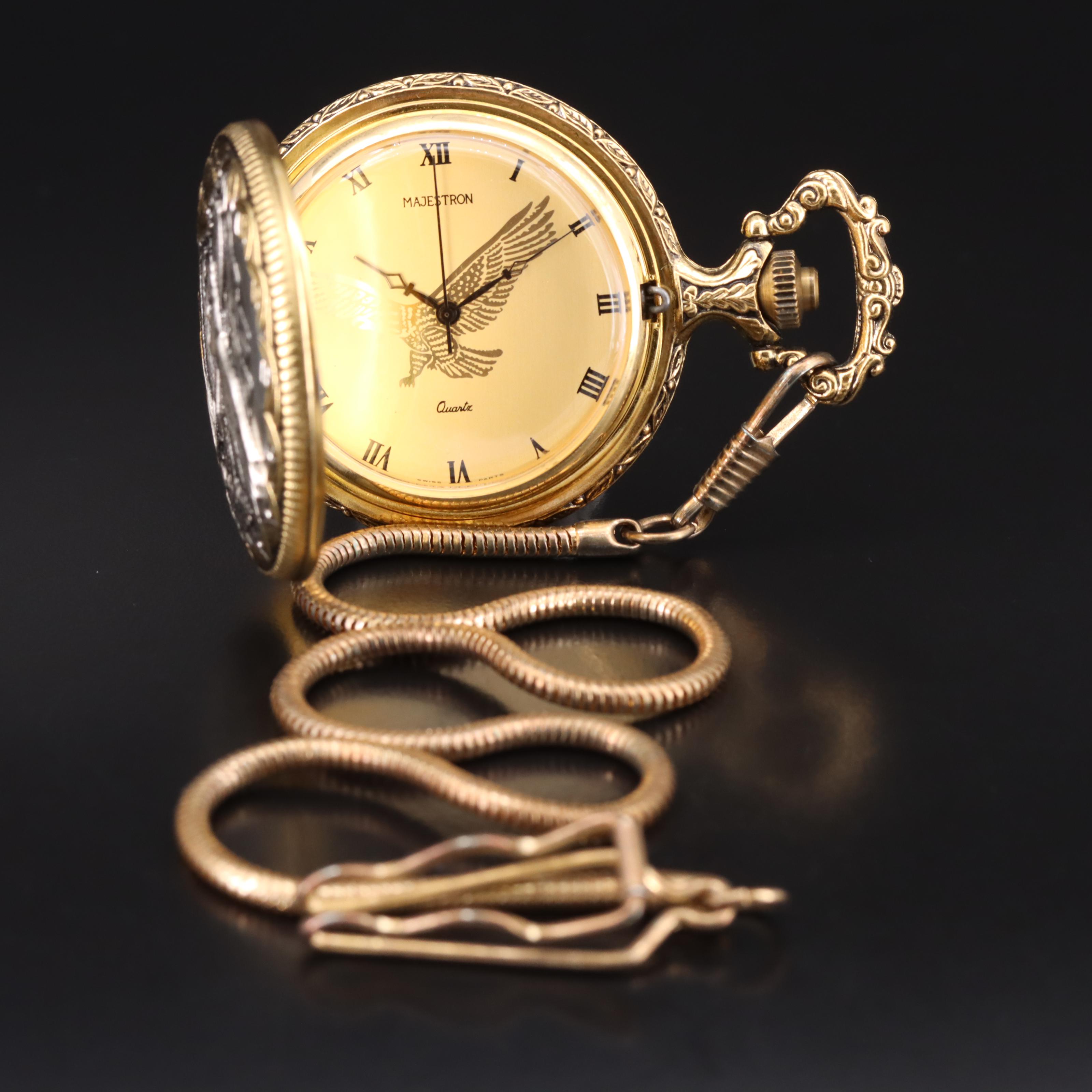 Majestron American Themed TwoTone Quartz Pocket Watch EBTH