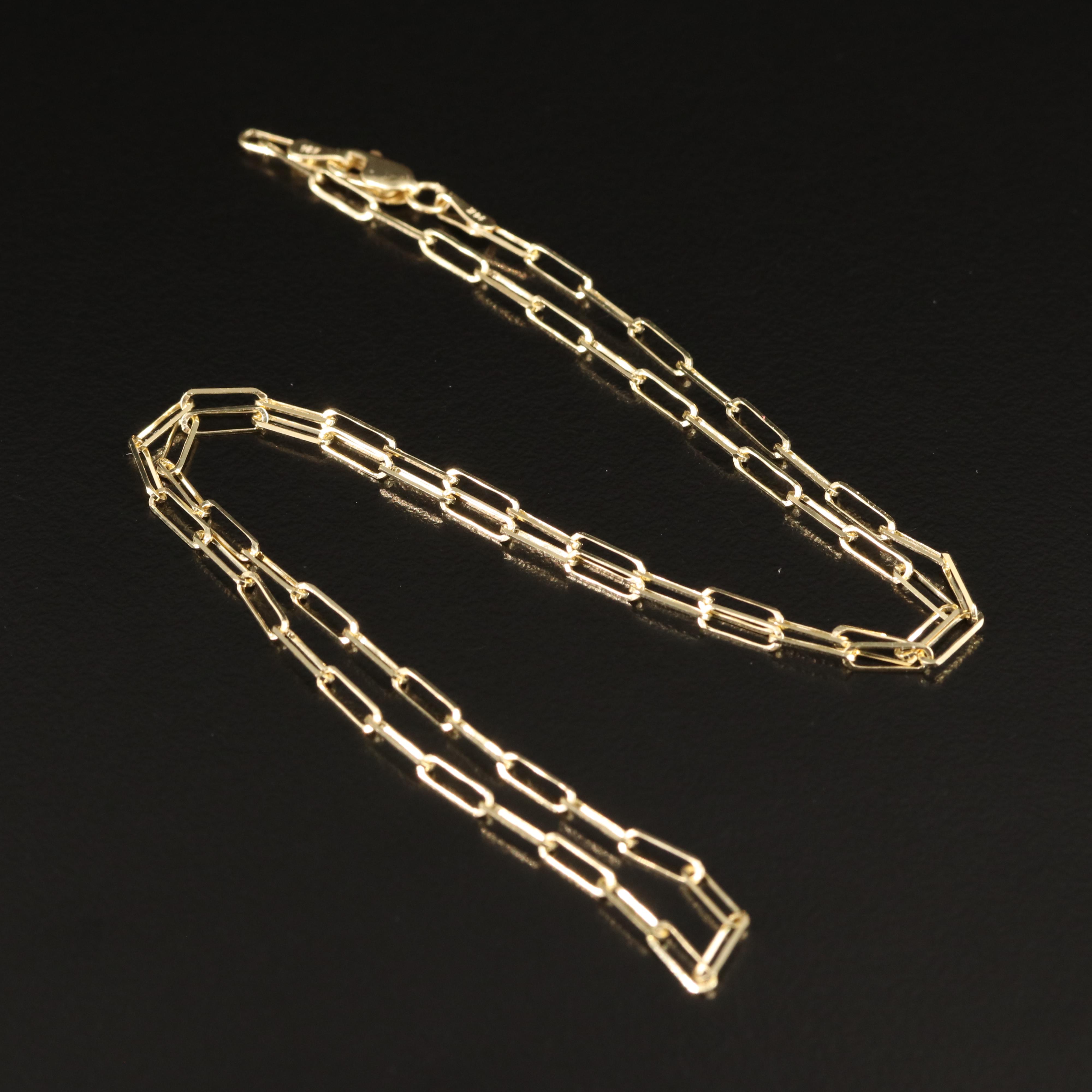 14K Paper Clip Chain Necklace EBTH