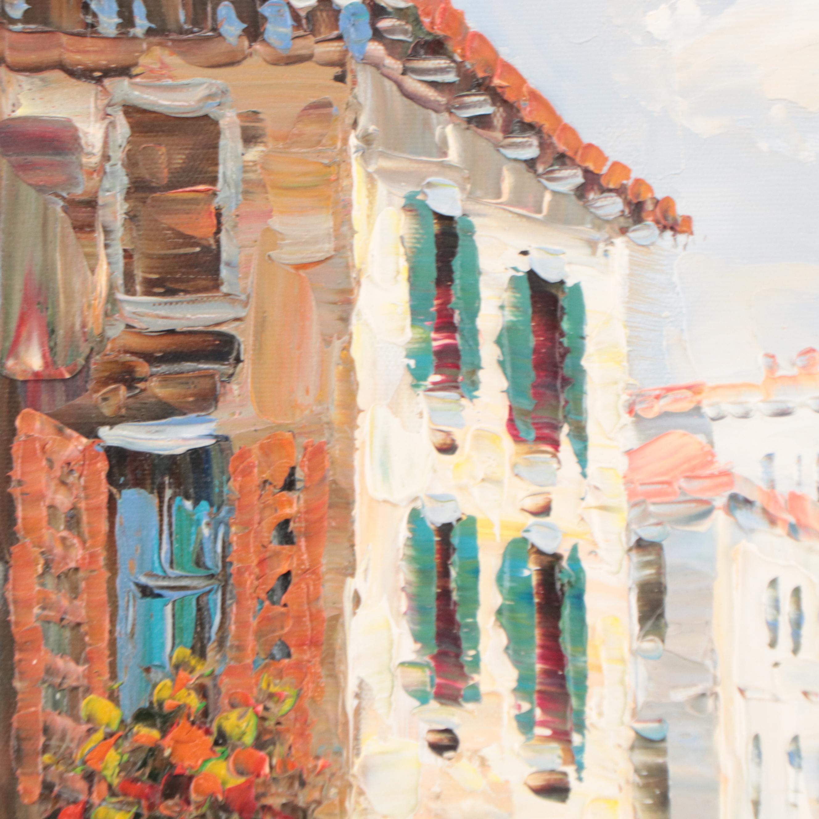 J. Landscape Oil Painting of Venice Canal Scene, Circa 2000 EBTH