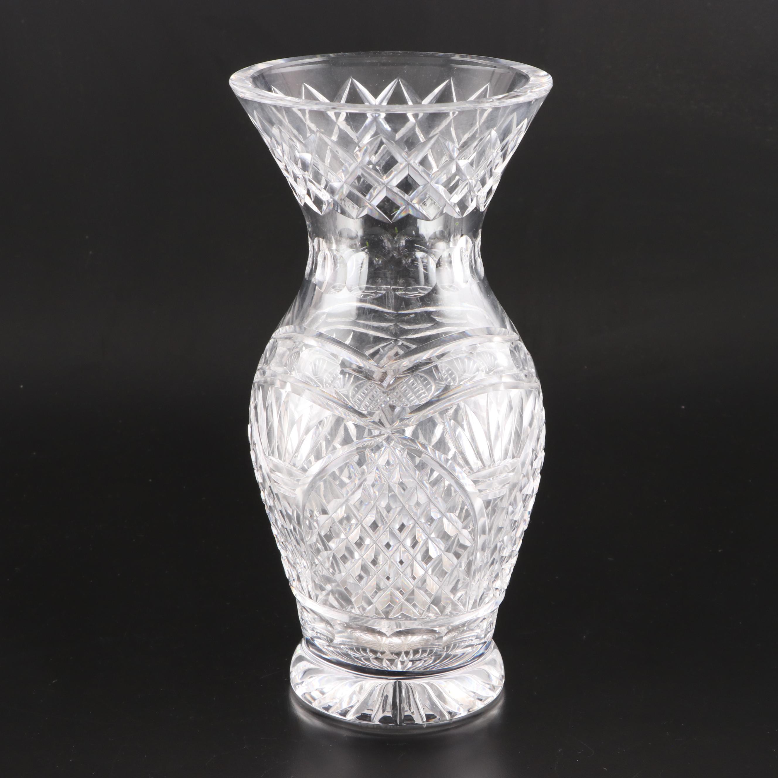 Irish Crystal Vase With Waterford and Other Crystal Bud Vases EBTH