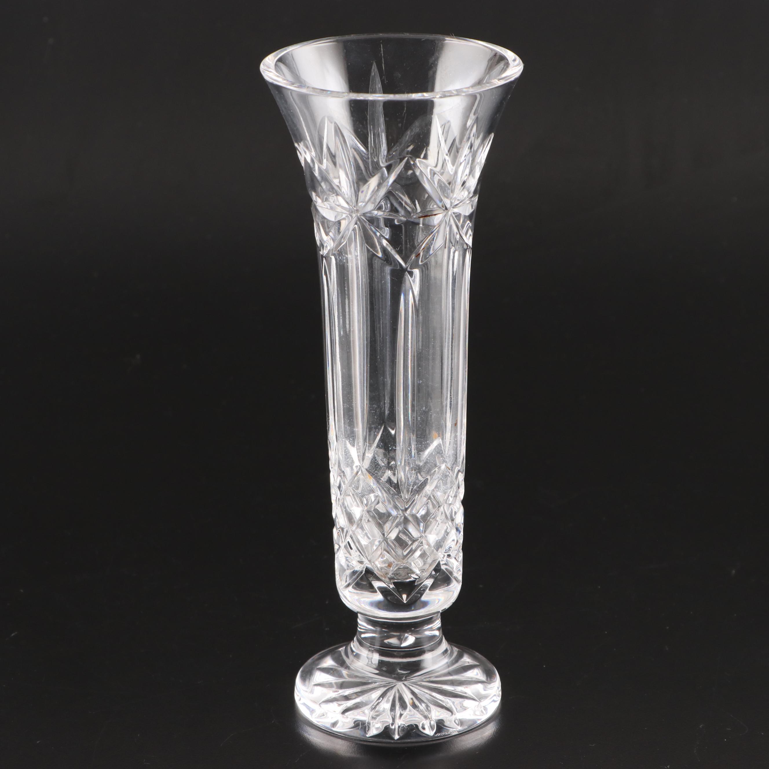 Irish Crystal Vase With Waterford and Other Crystal Bud Vases EBTH