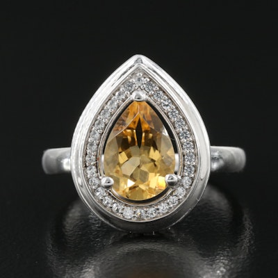 Sterling Citrine and Sapphire Ring