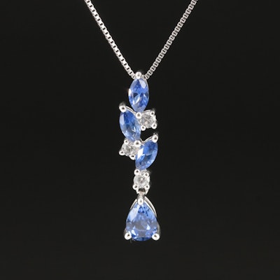 Sterling Necklace Including Blue Sapphire and White Sapphire