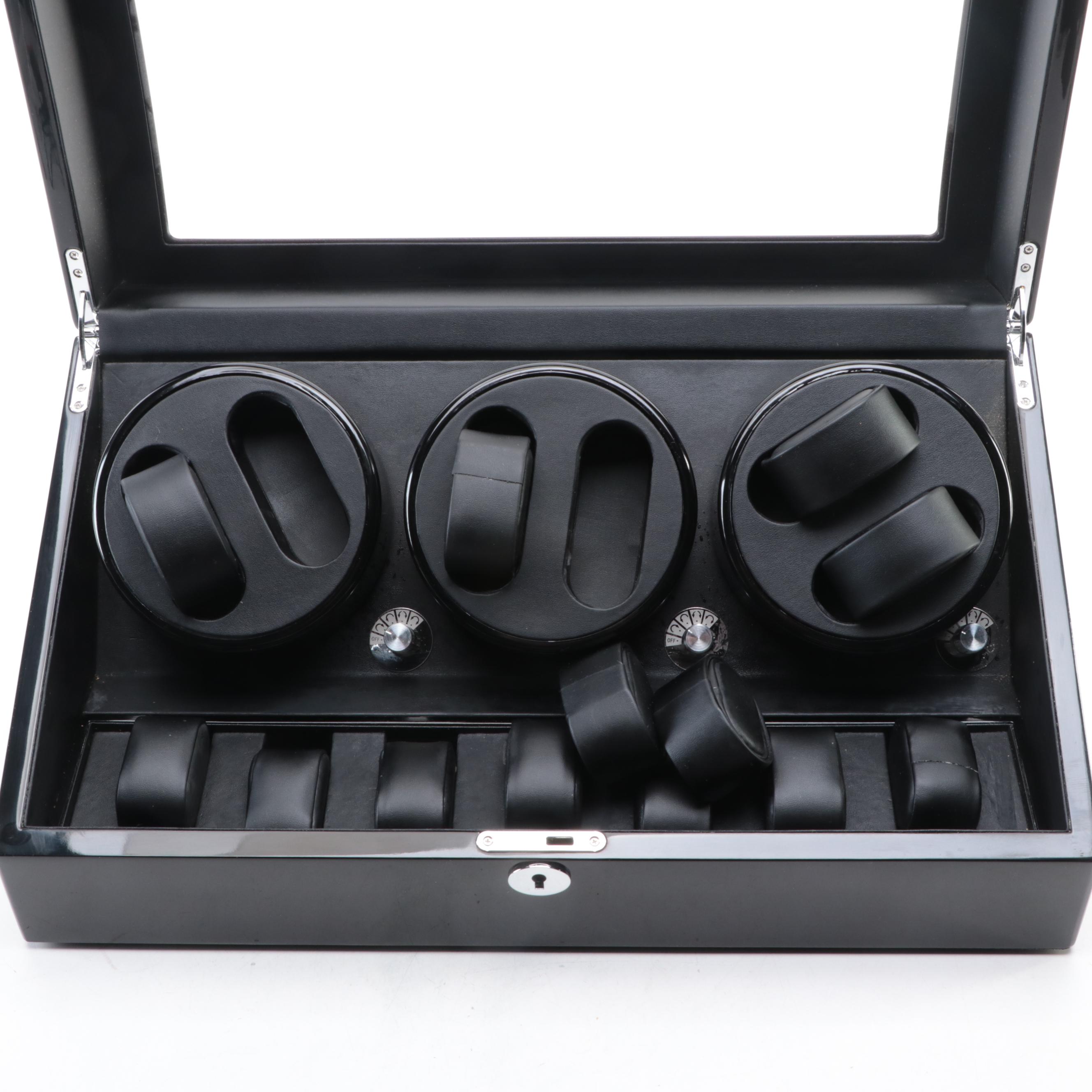 Multi Watch Winder and Case with High Gloss Black Finish EBTH