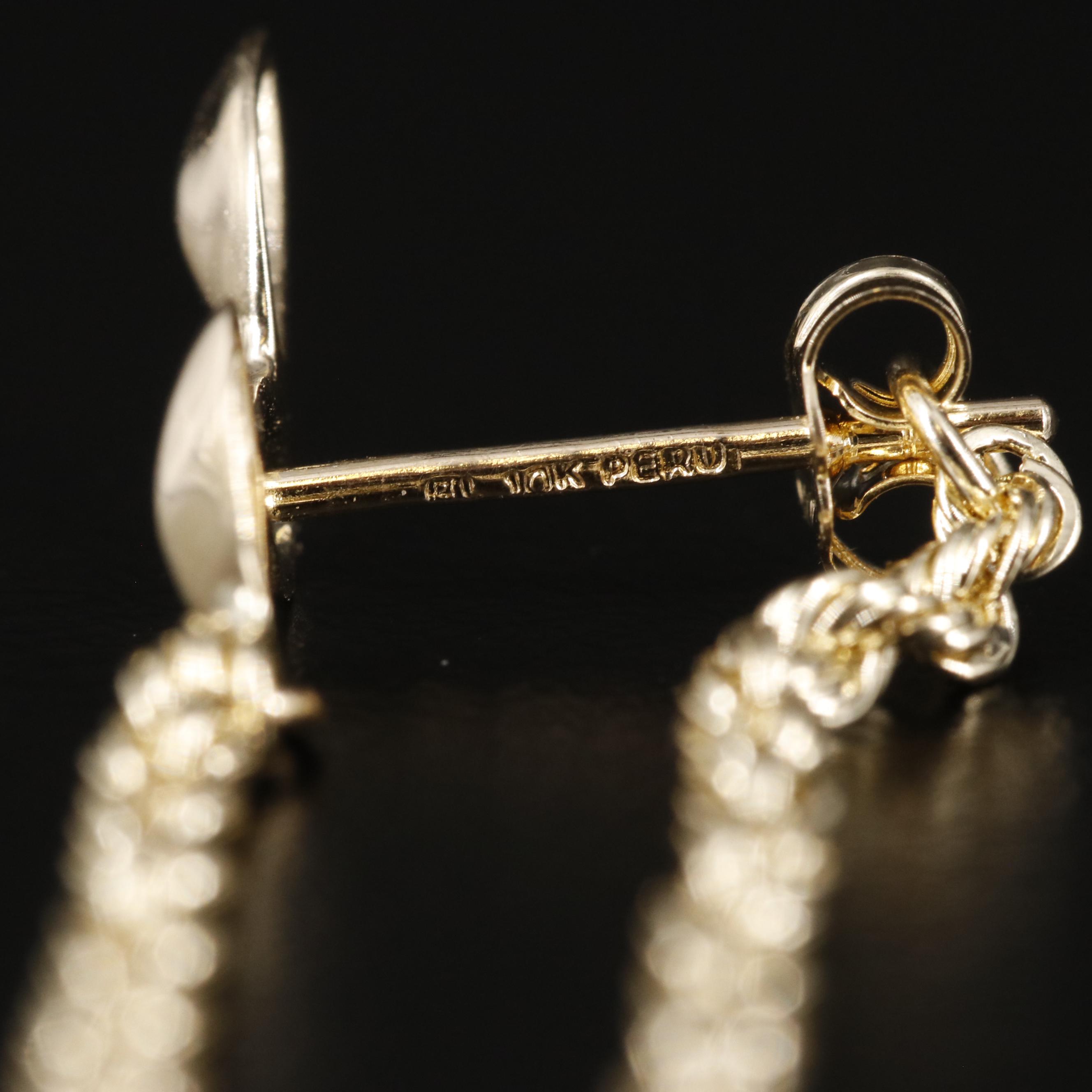 10K French Rope Chain Drop Earrings EBTH