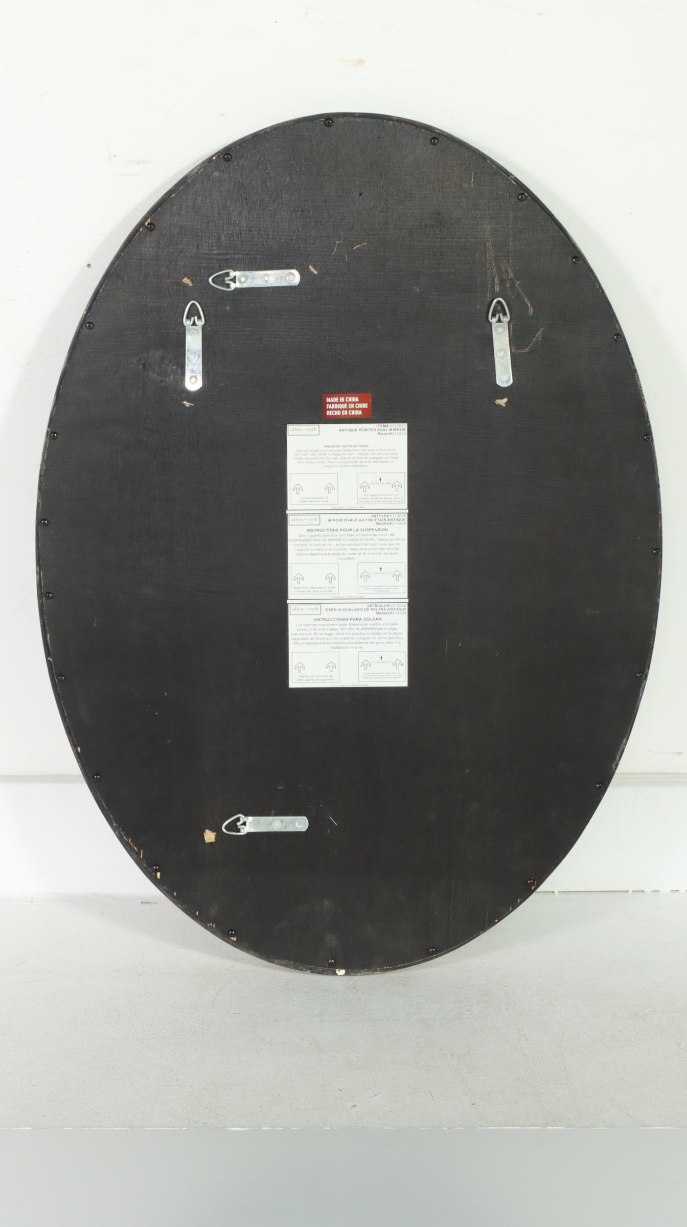 Allen+Roth Composite Oval Mirror in Antique Pewter Finish EBTH