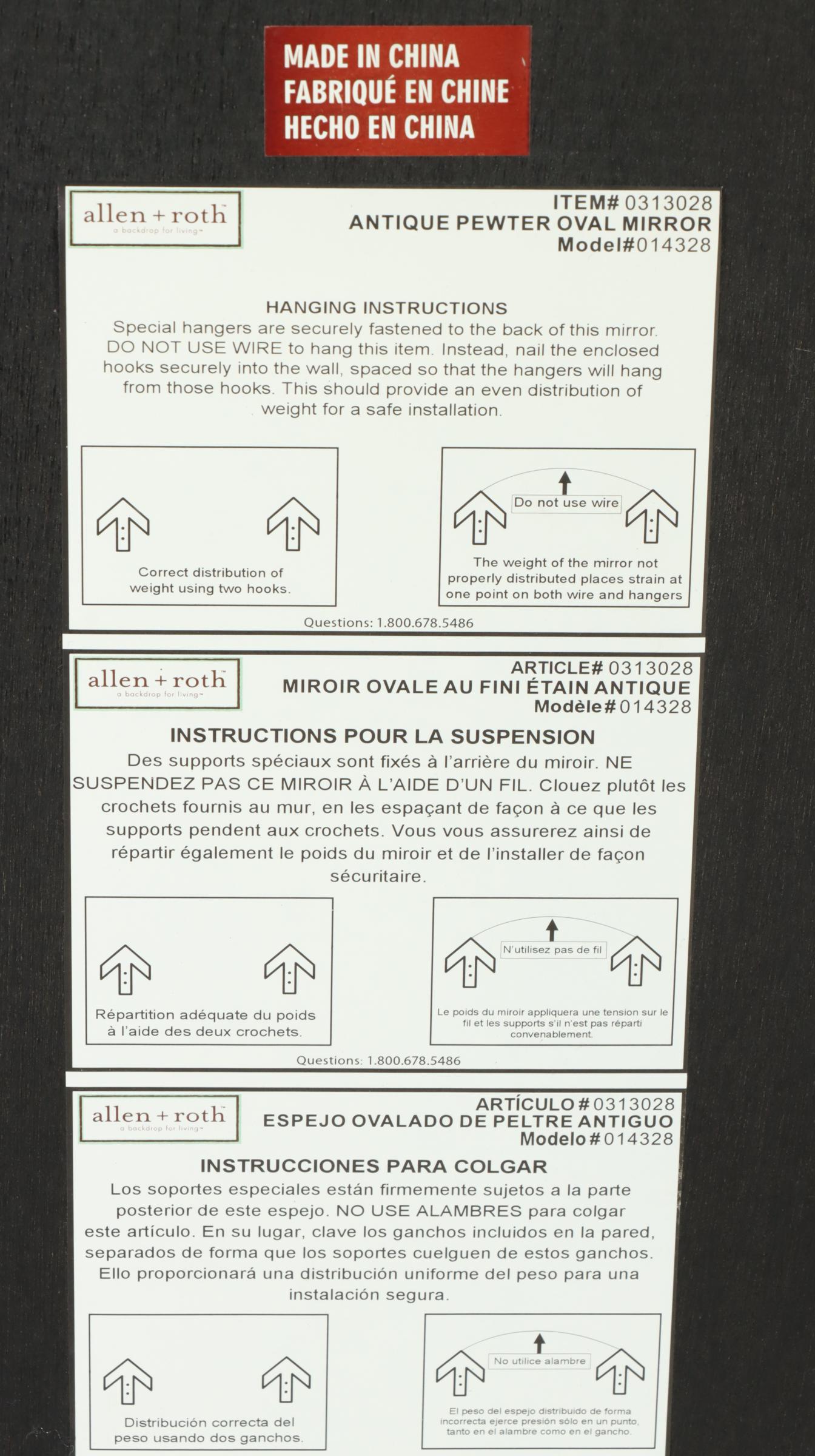 Allen+Roth Composite Oval Mirror in Antique Pewter Finish EBTH