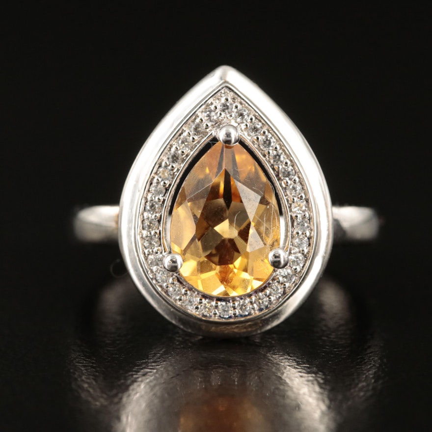 Sterling Citrine and Sapphire Pointer Ring