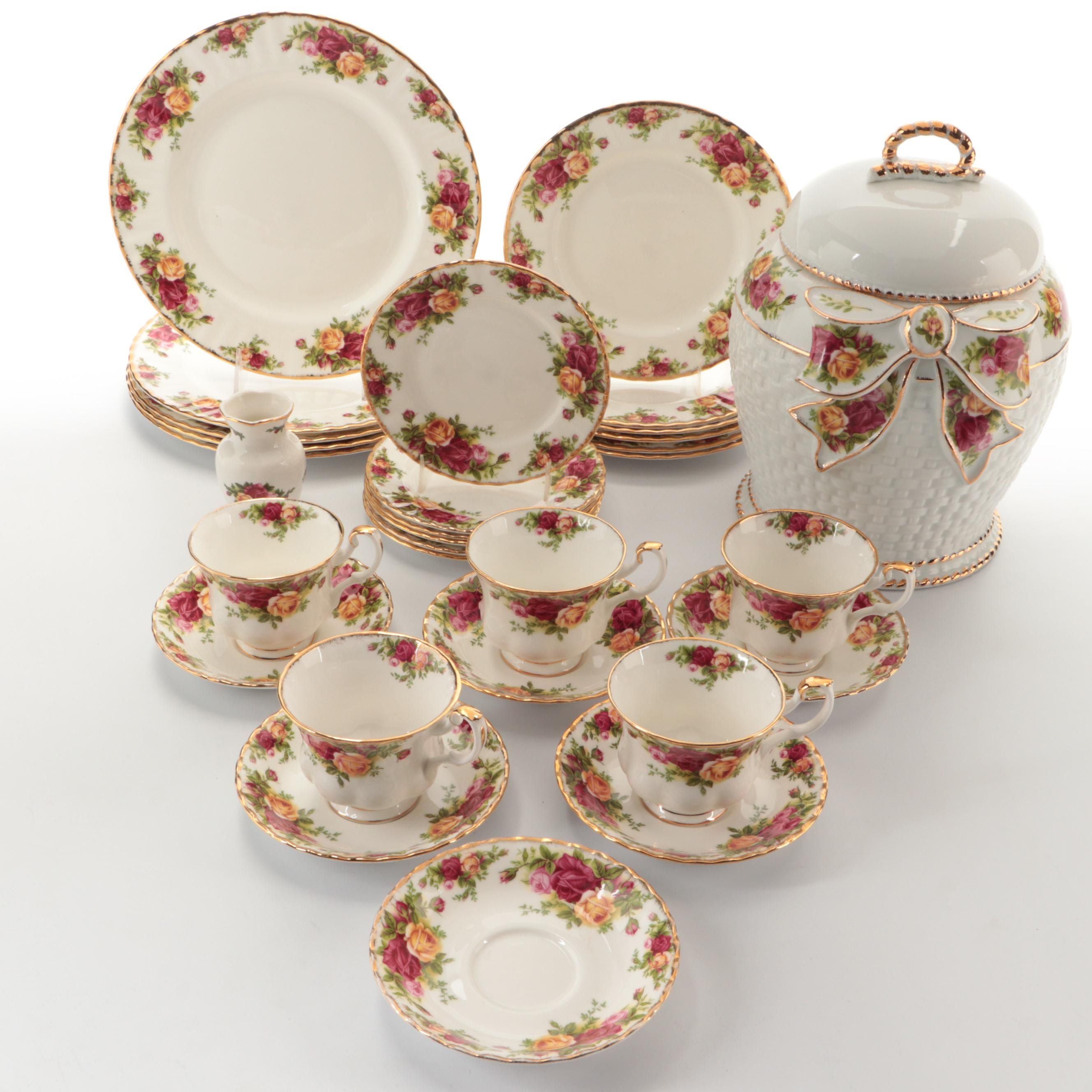 Royal Albert "Old Country Roses" Dinnerware with Biscuit Barrel and