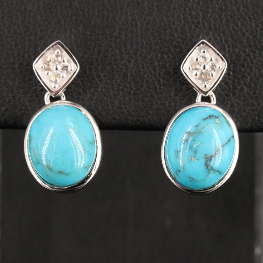 Sterling Turquoise and Topaz Earrings