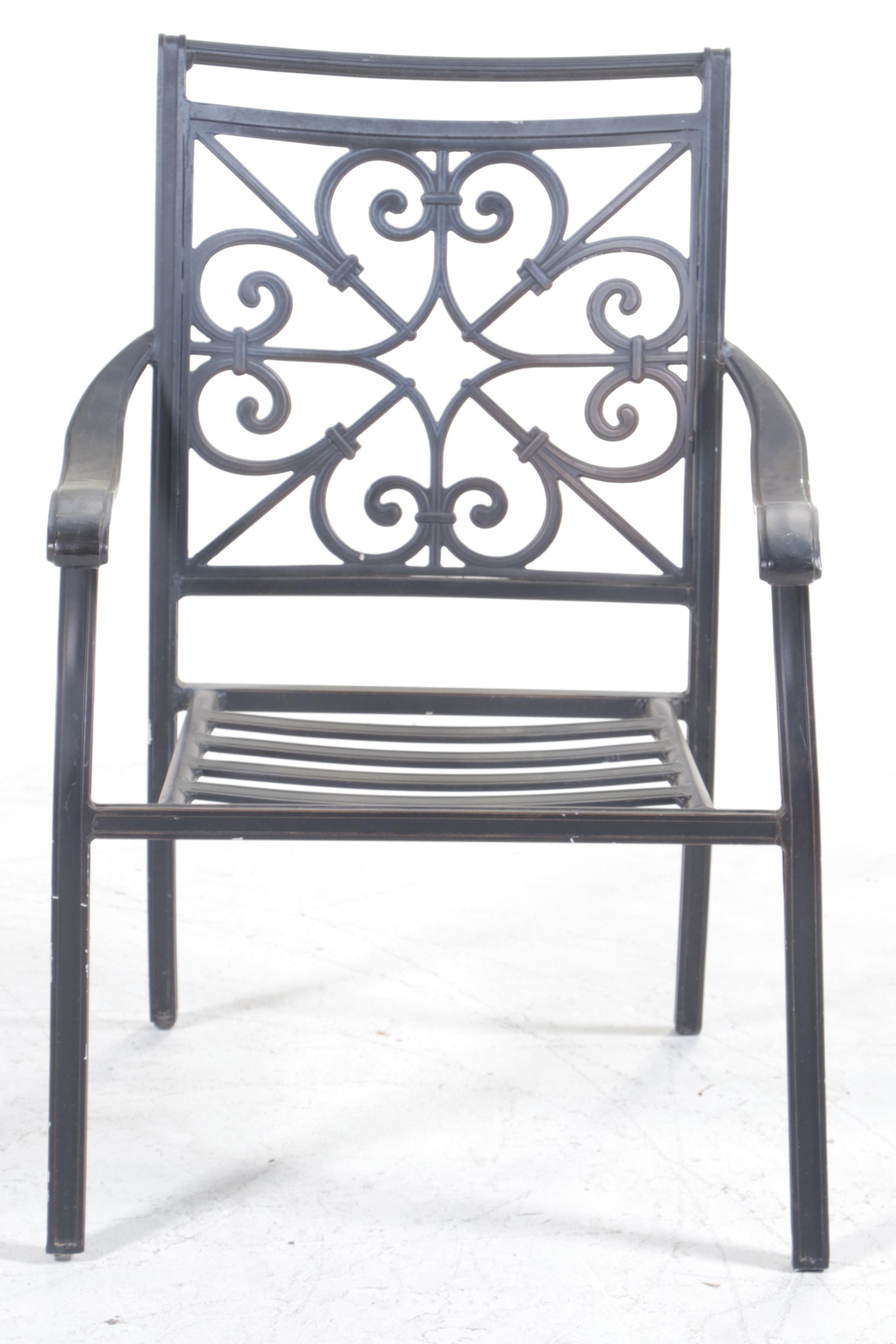 Cast Aluminum PAtio Dining Table With Six Chairs EBTH