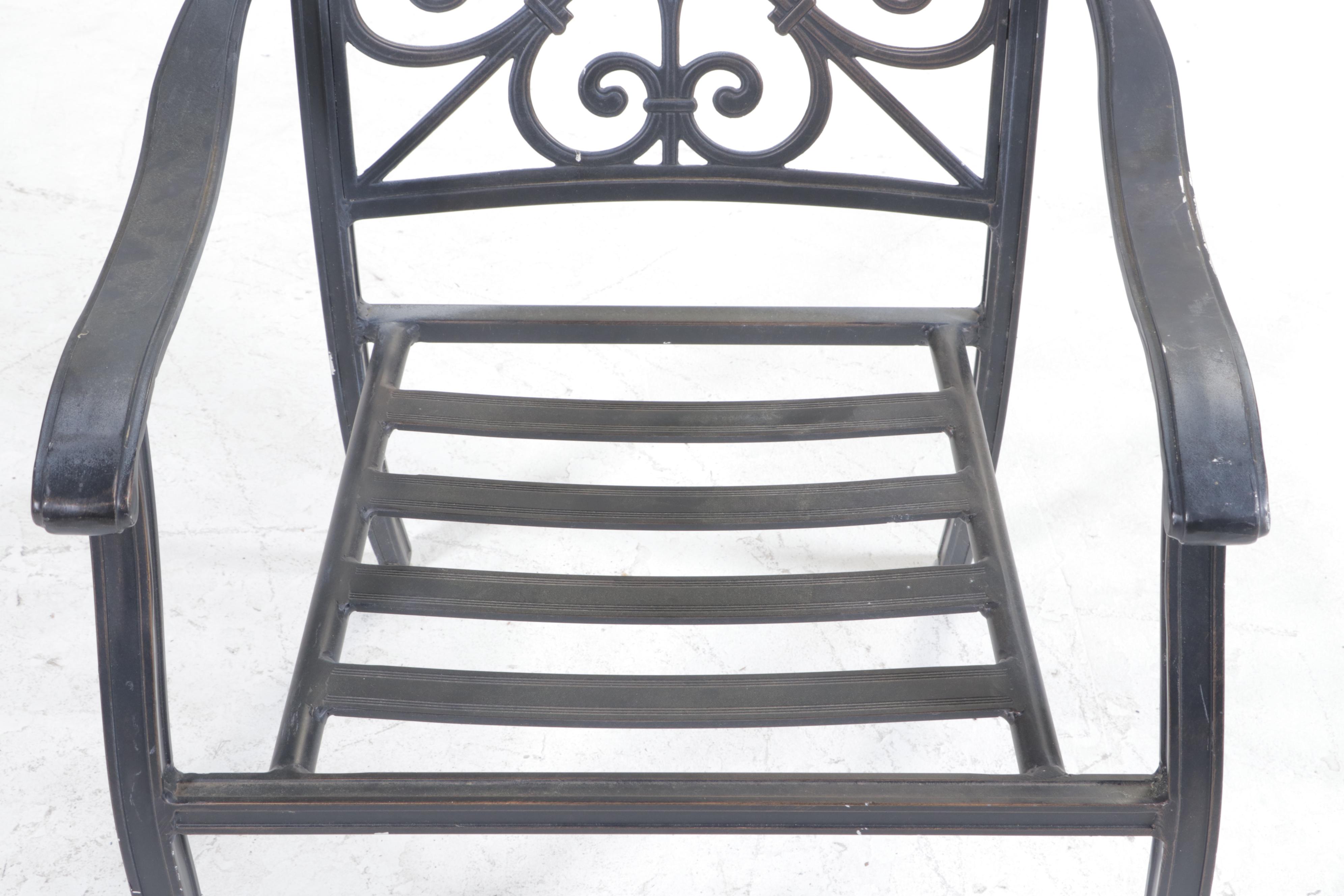 Cast Aluminum PAtio Dining Table With Six Chairs EBTH