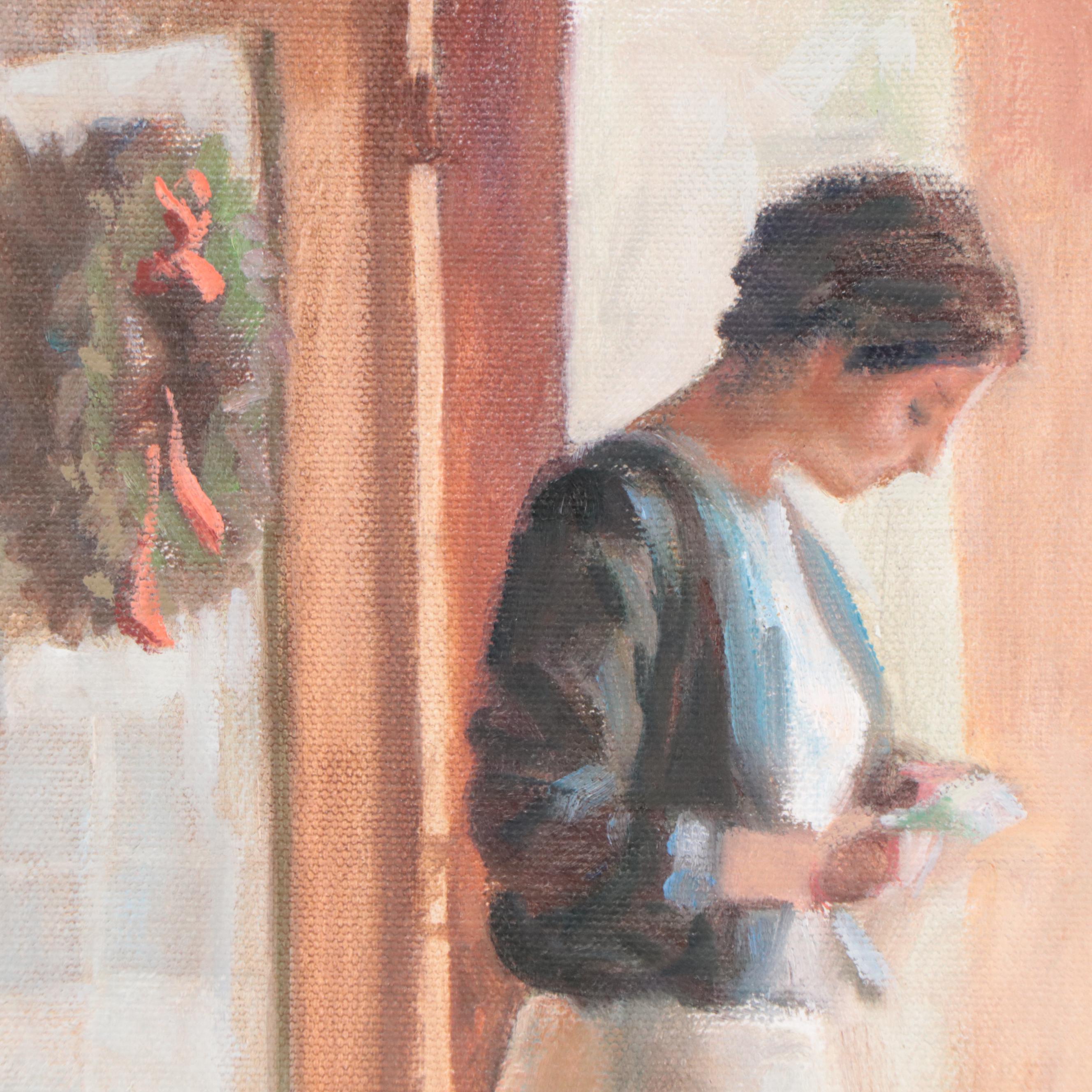 Jan Boone Oil Painting "The Letter," 21st Century EBTH