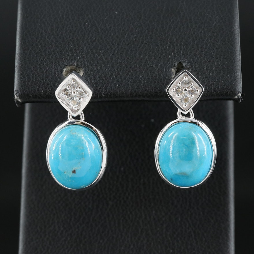 Sterling Turquoise and White Topaz Earrings