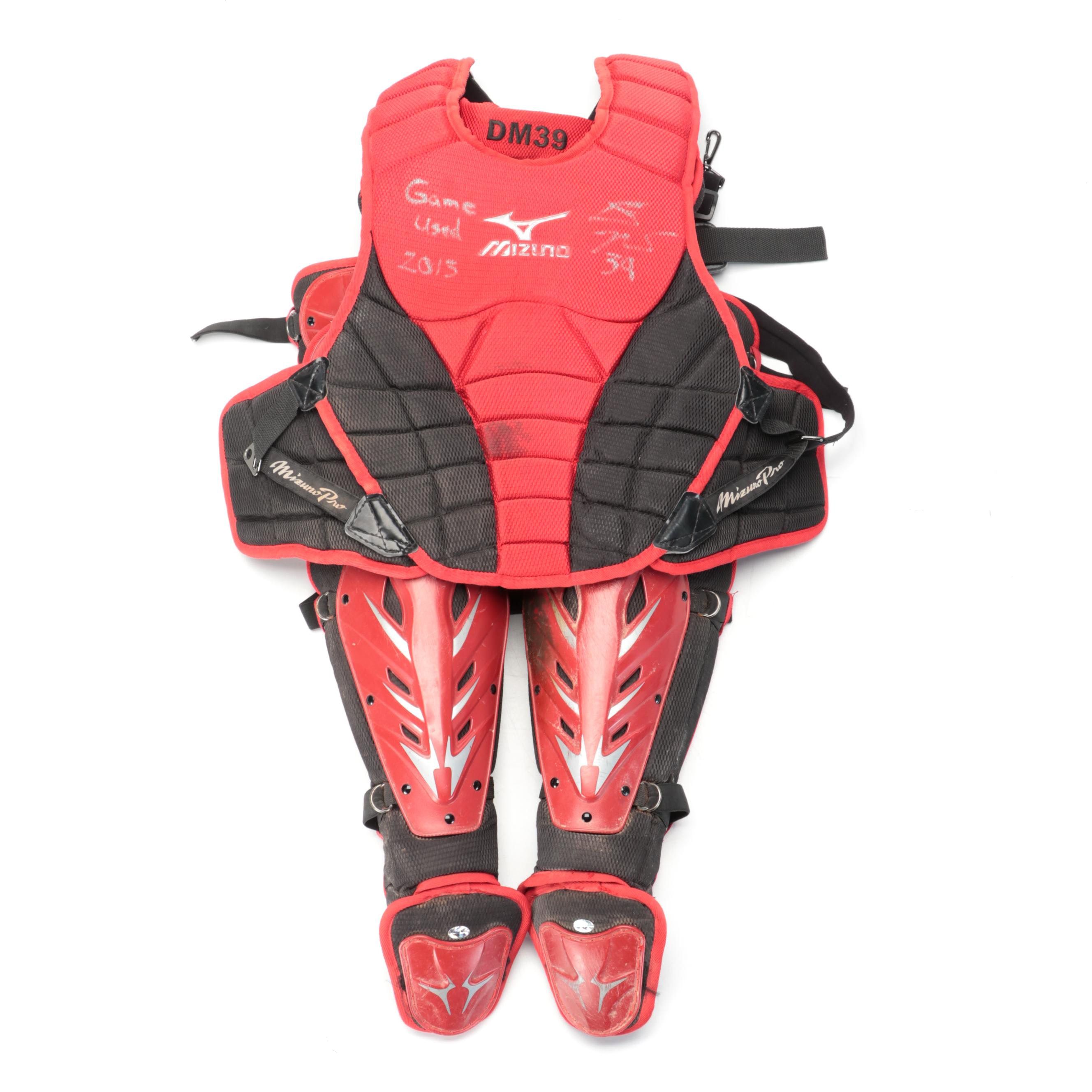 Devin Mesoraco Signed Game Used Cincinnati Reds Chest Protector and Leg