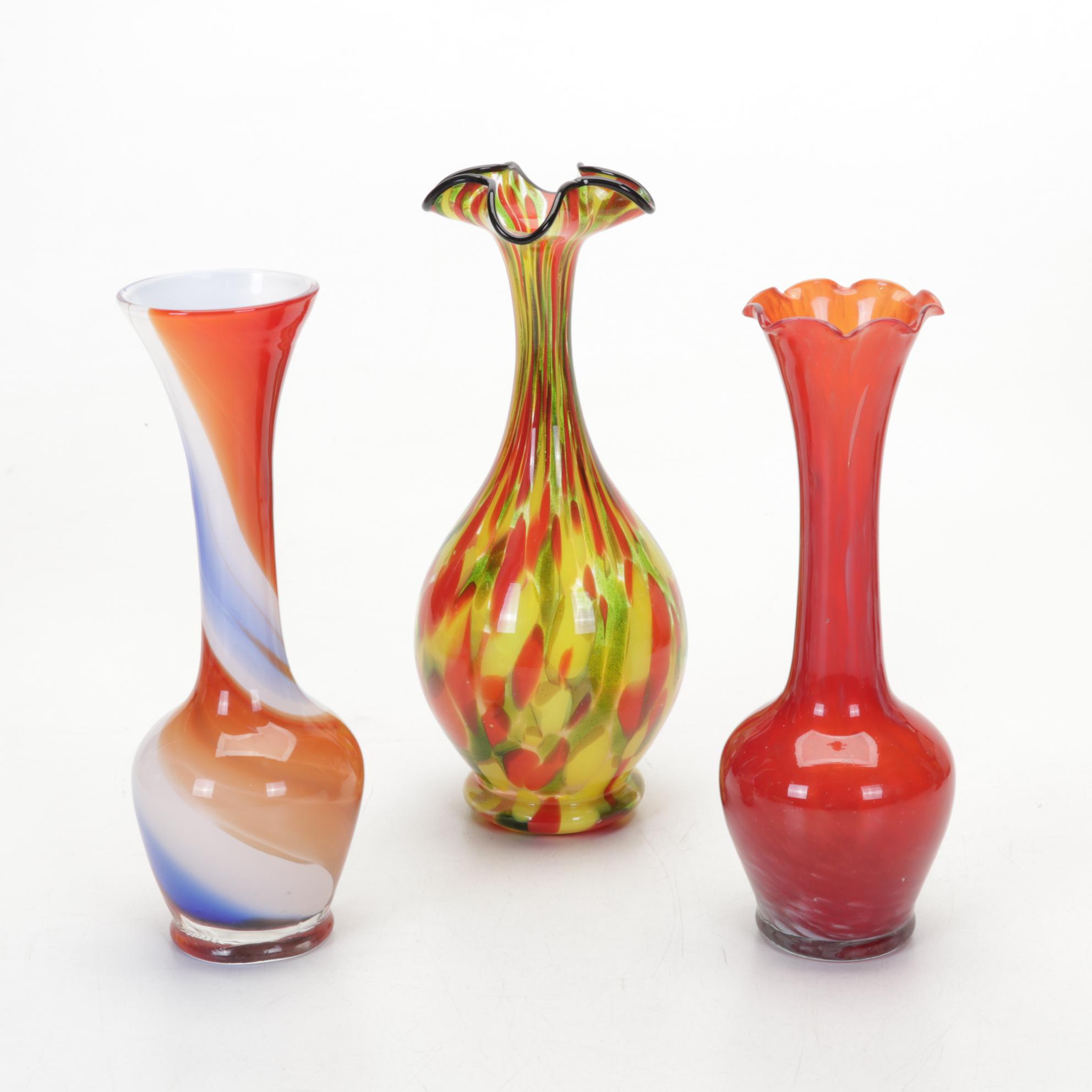 Blown Art Glass Vases and Bowls Featuring Fenton EBTH