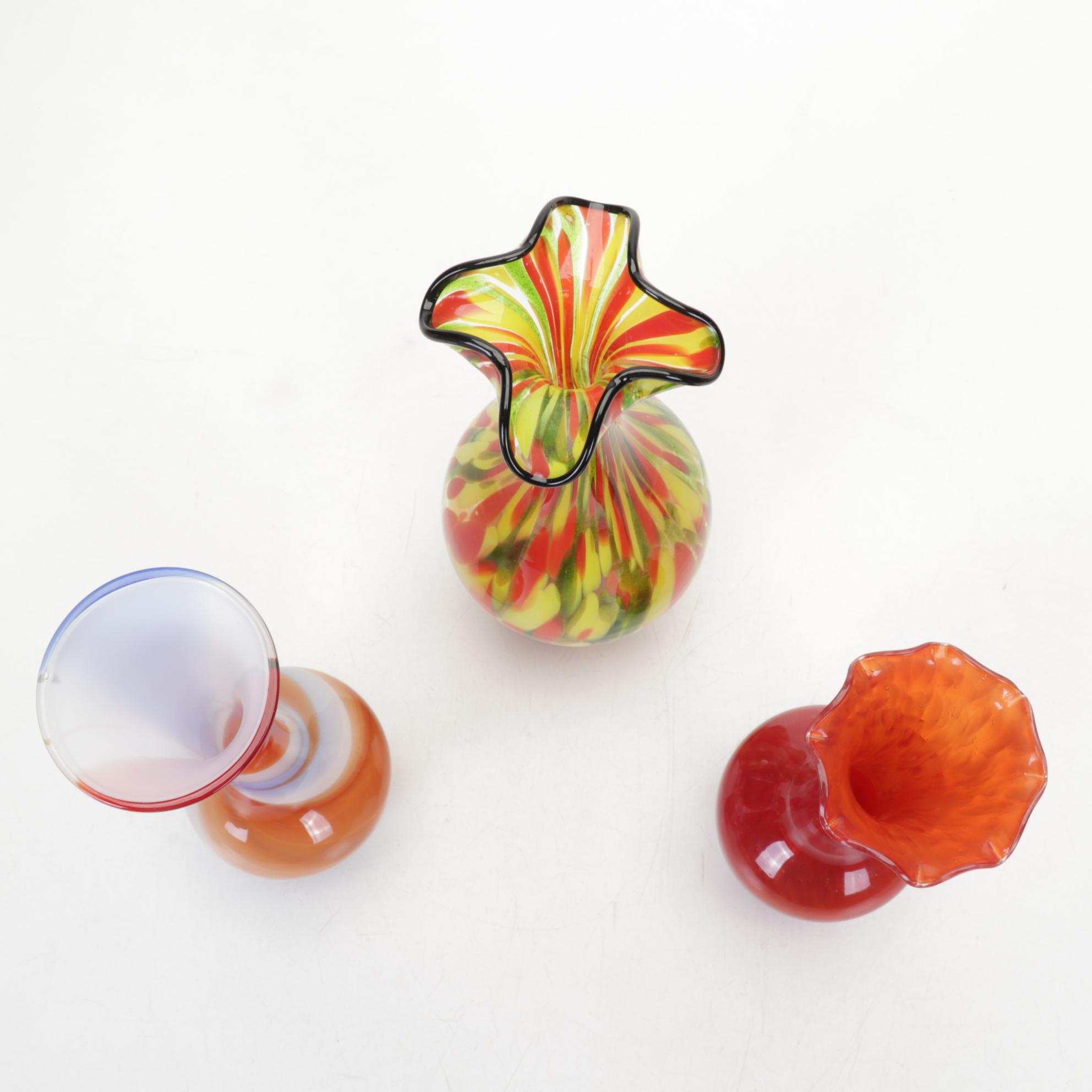Blown Art Glass Vases and Bowls Featuring Fenton EBTH
