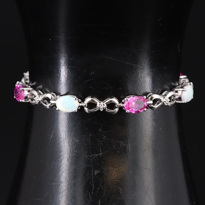 Sterling Opal, Ruby and Diamond Bracelet