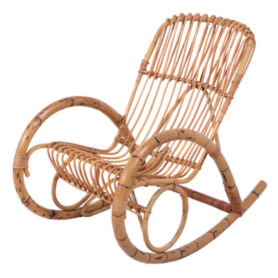 Franco Albini Modern Bamboo Rocking Chair, Mid to Late 20th Century