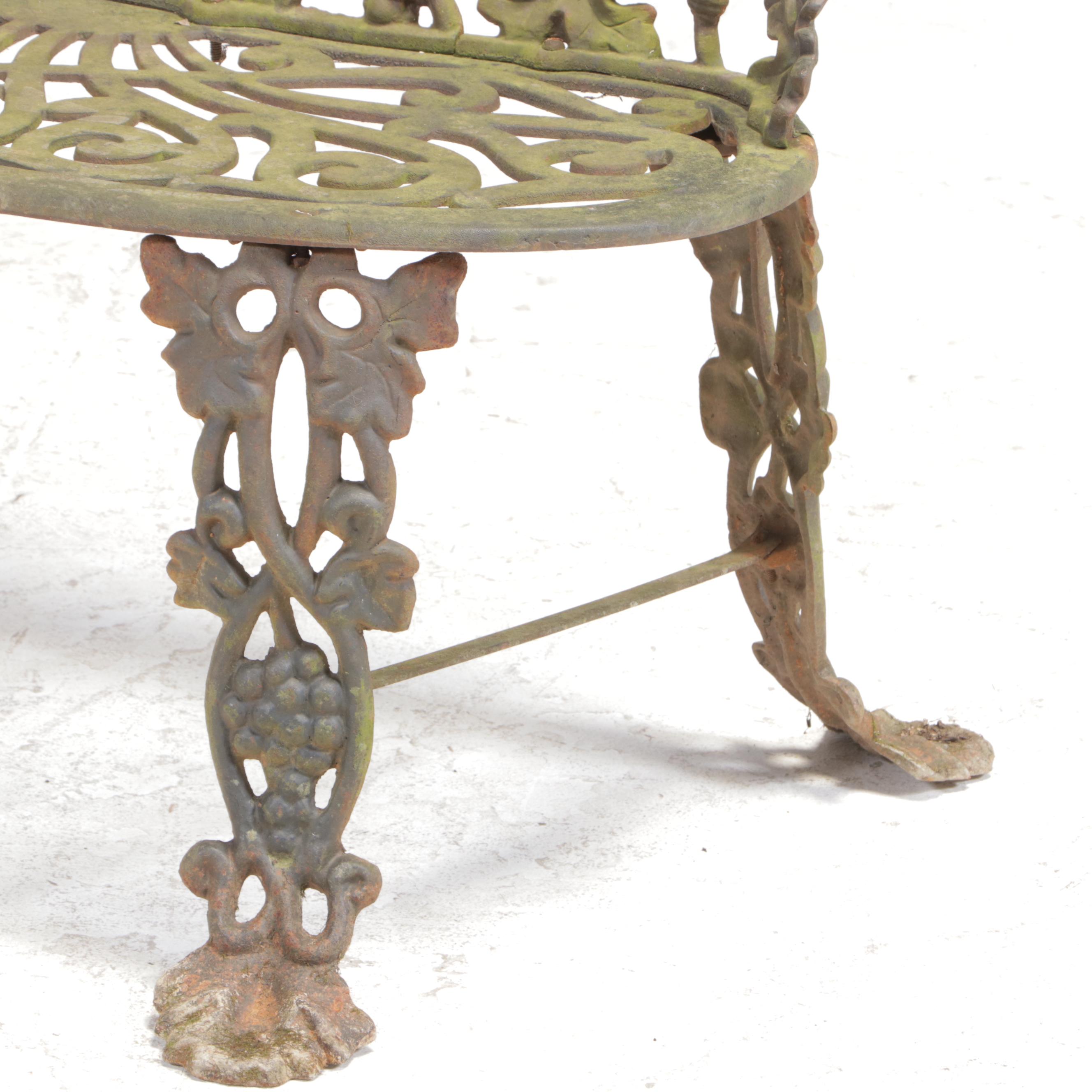 Victorian Cast Iron Patio Loveseat With Grapevine Motif EBTH