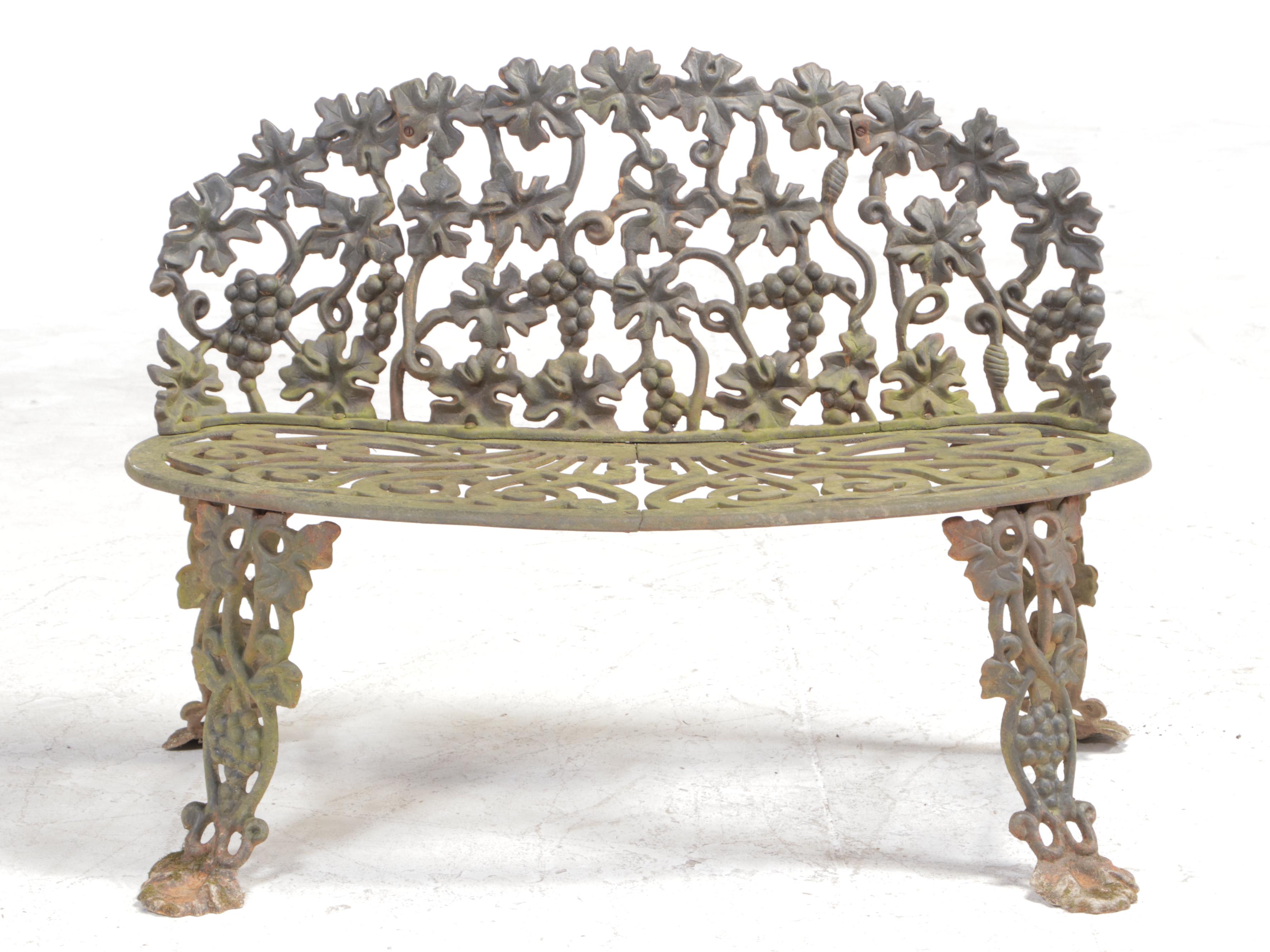 Victorian Cast Iron Patio Loveseat With Grapevine Motif EBTH