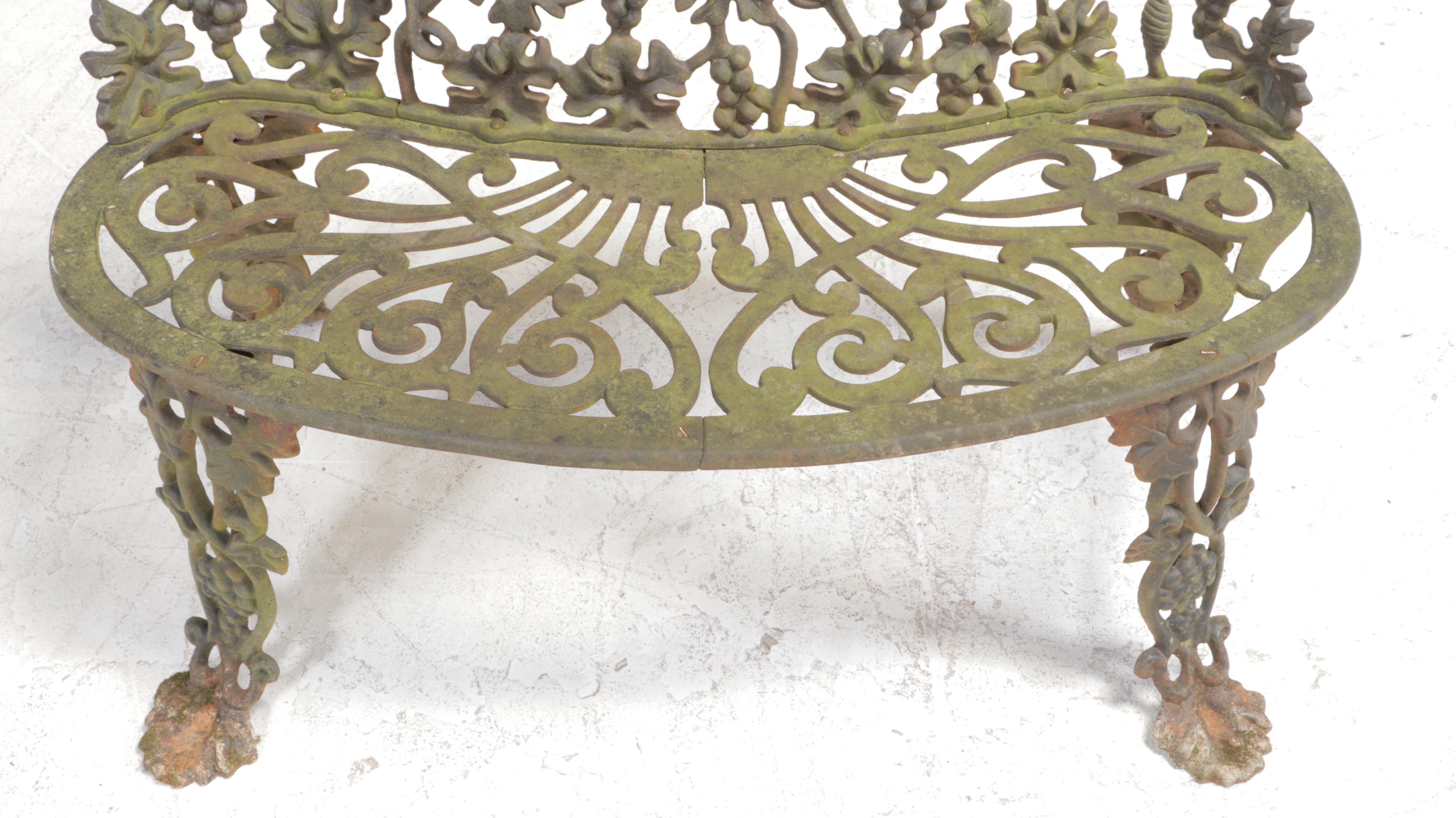 Victorian Cast Iron Patio Loveseat With Grapevine Motif EBTH