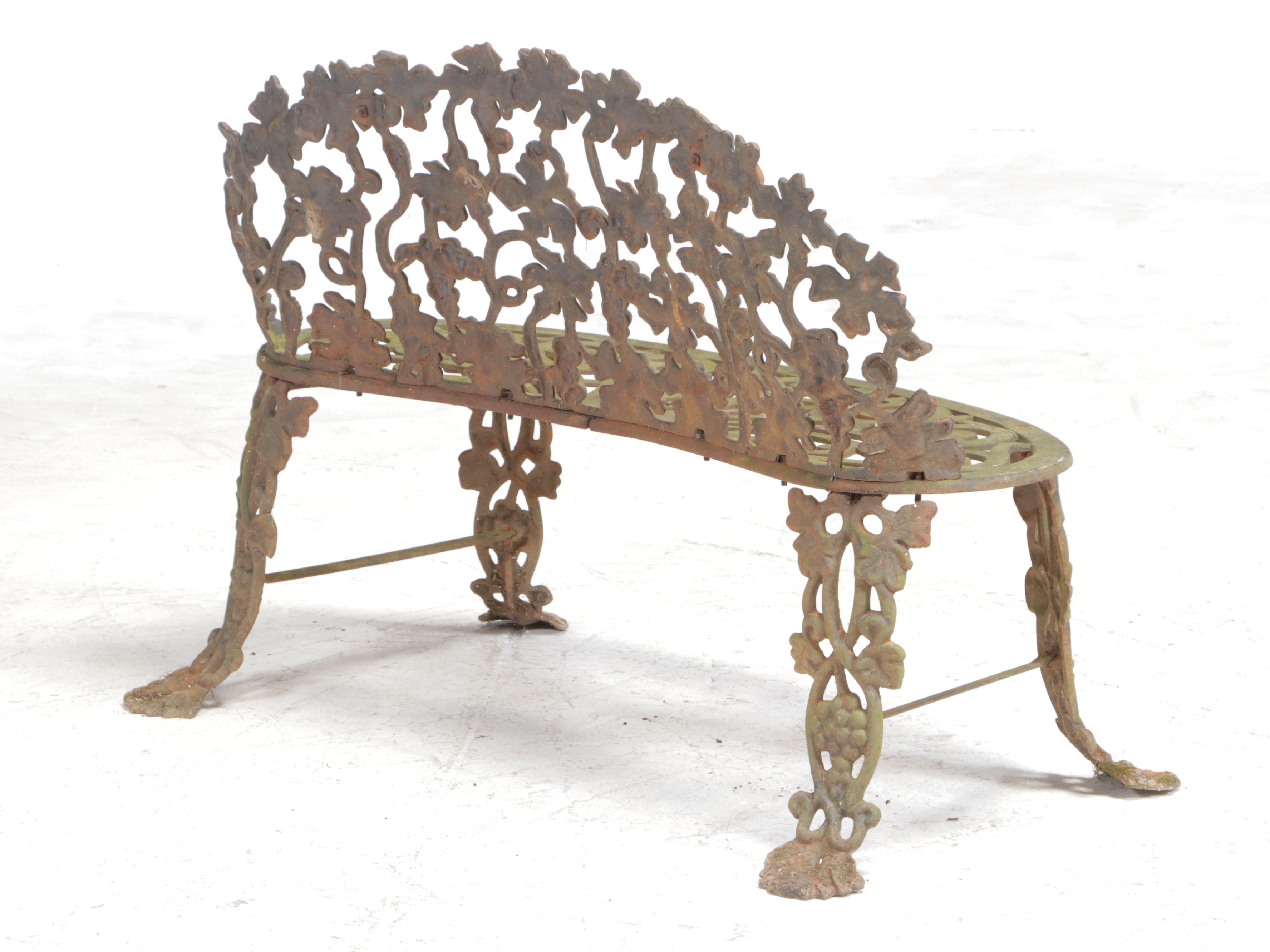 Victorian Cast Iron Patio Loveseat With Grapevine Motif EBTH