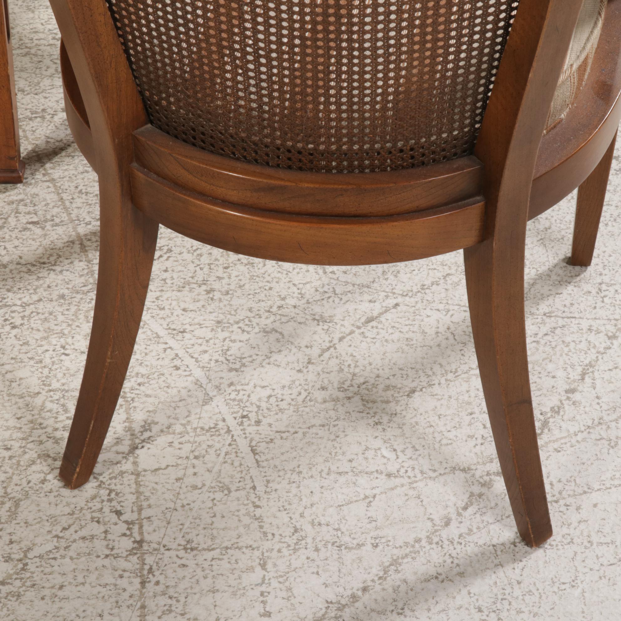 White Furniture Italian Neoclassical Style Dining Table and Cane Back