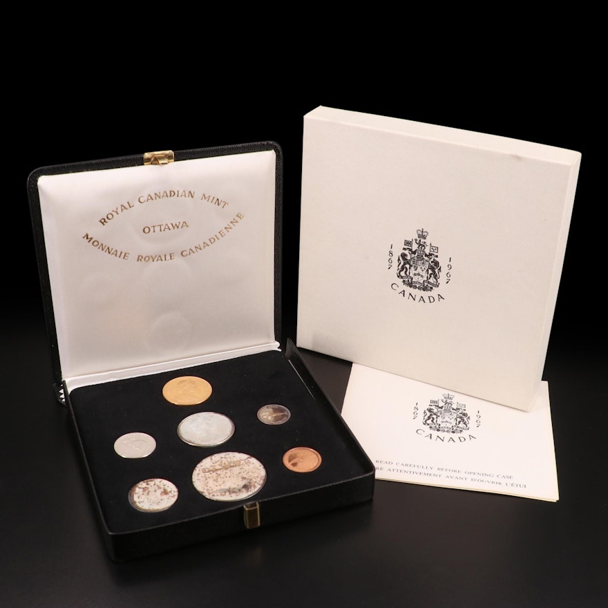 1967 Canadian Centennial 7-Coin Proof Set with $20 Gold Coin