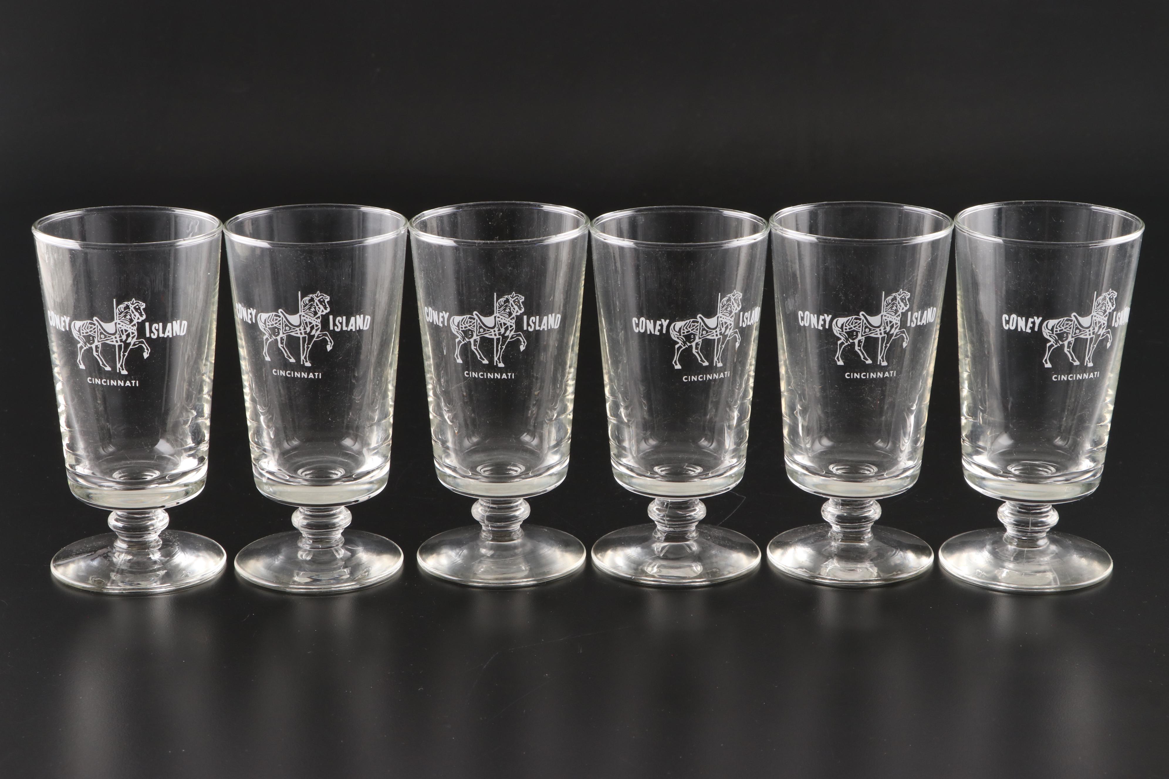 Coney Island Cincinnati Footed Cocktail Glasses, MidLate 20th Century EBTH