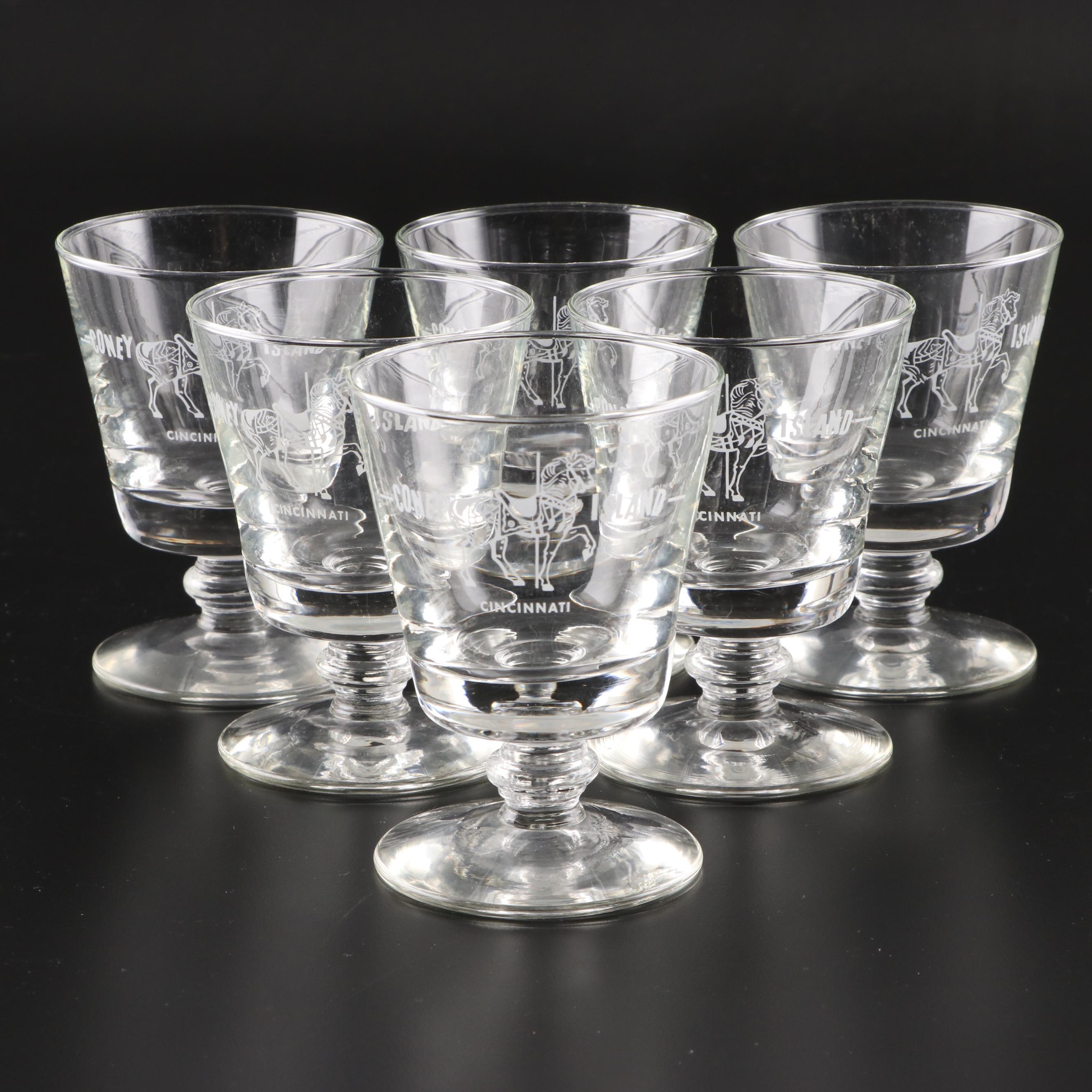 Coney Island Cincinnati Footed Cocktail Glasses, MidLate 20th Century EBTH