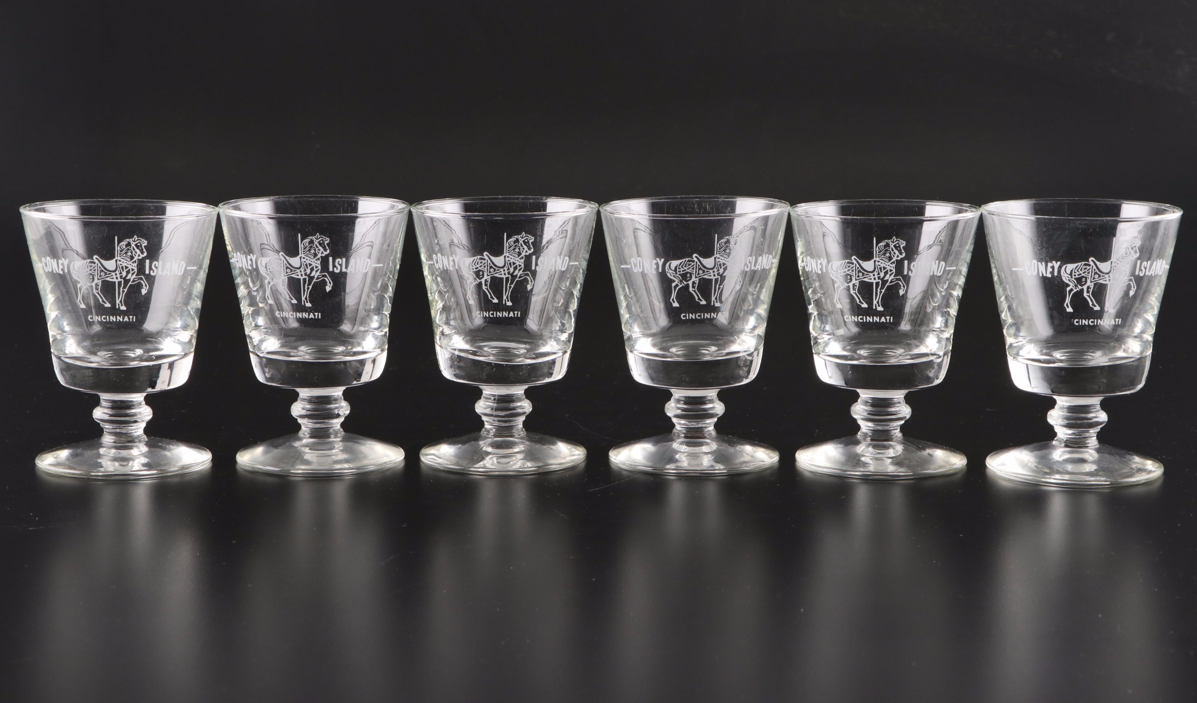 Coney Island Cincinnati Footed Cocktail Glasses, MidLate 20th Century EBTH