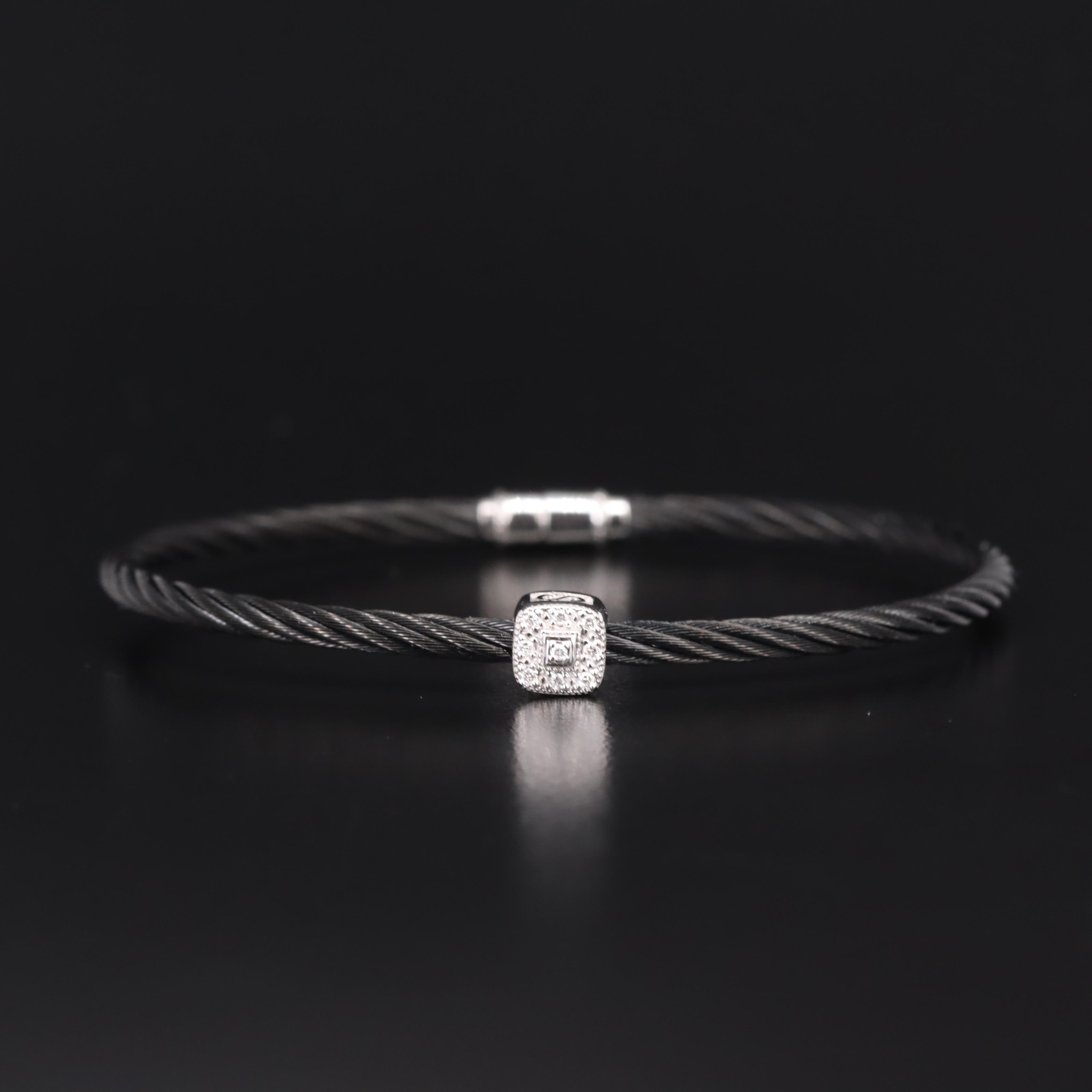 Charriol AU 750 Steel Cable Bracelet w/ Diamond