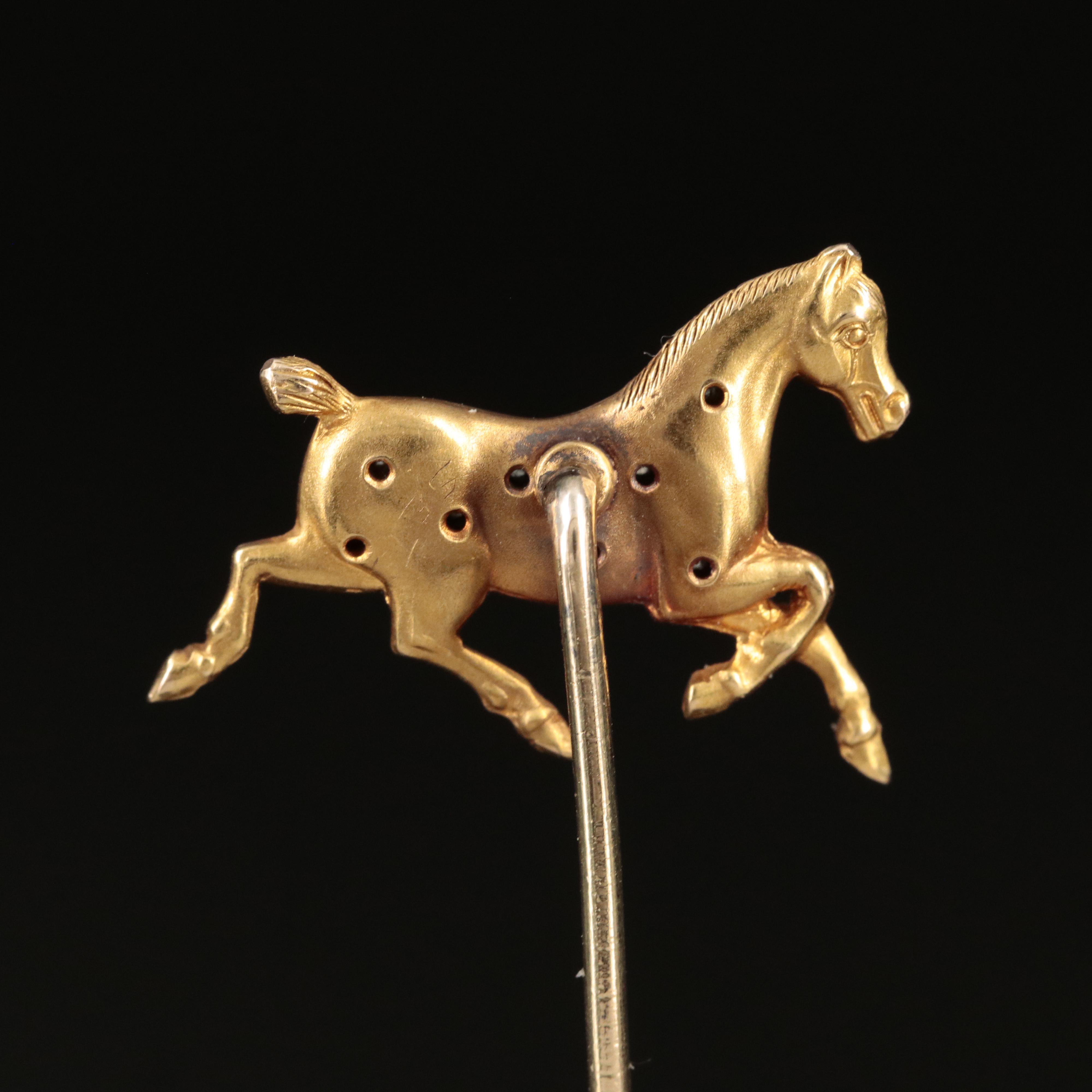 14K Diamond and Ruby Prancing Horse Stick Pin EBTH