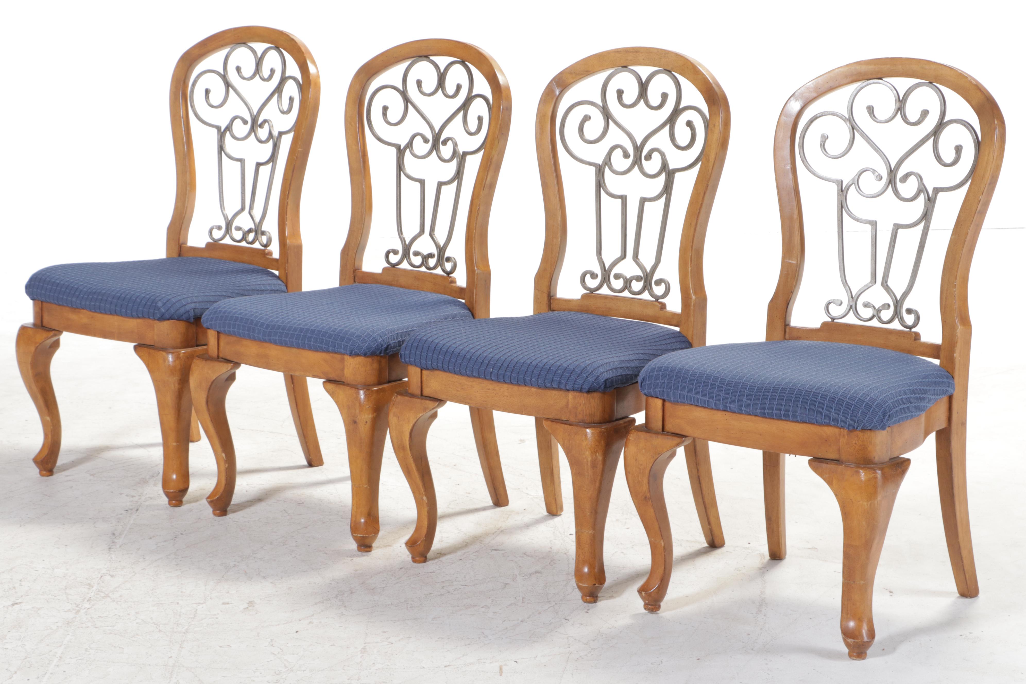 Four Ashley Furniture MetalMounted Hardwood Dining Side Chairs EBTH