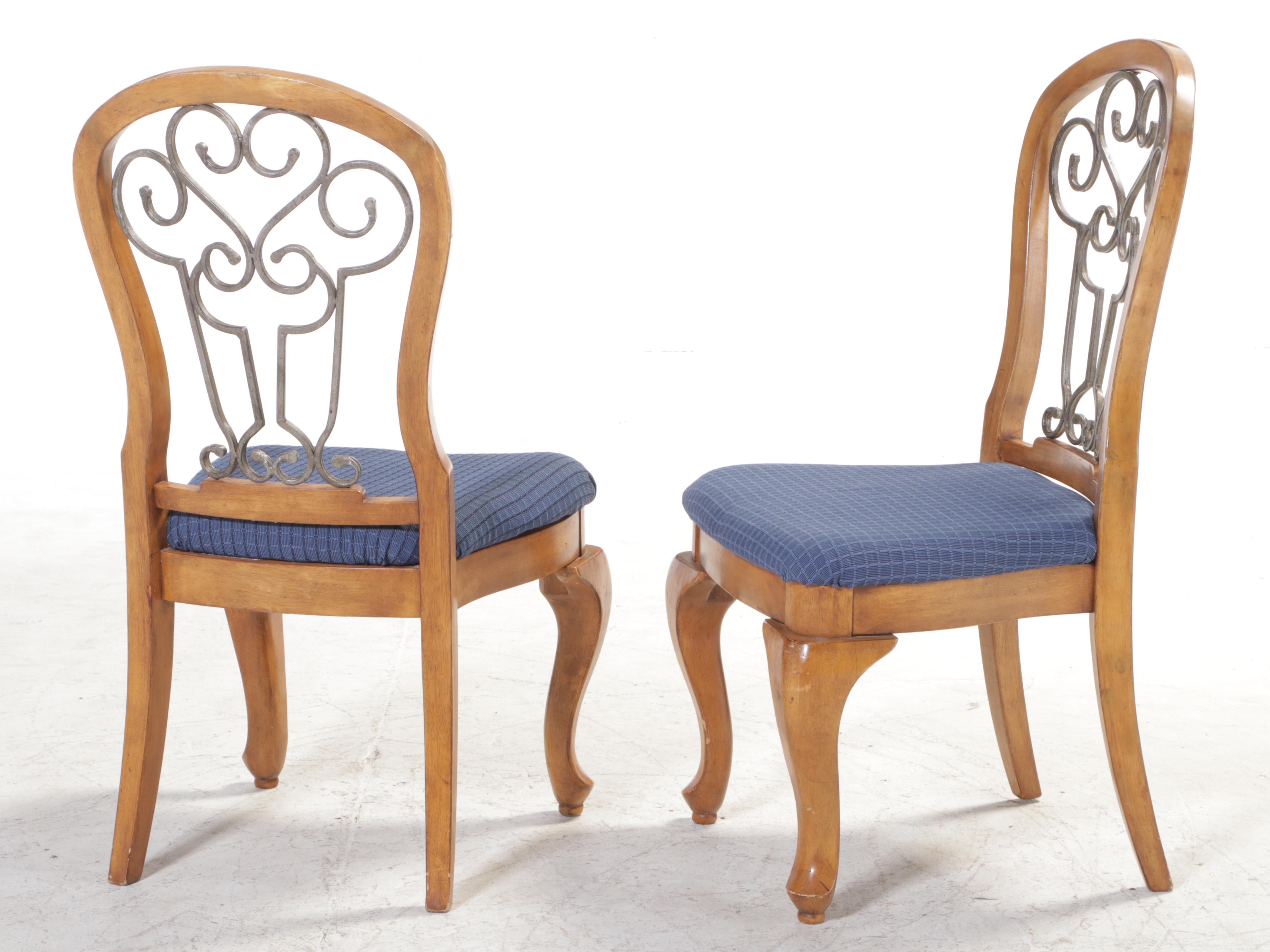 Four Ashley Furniture MetalMounted Hardwood Dining Side Chairs EBTH