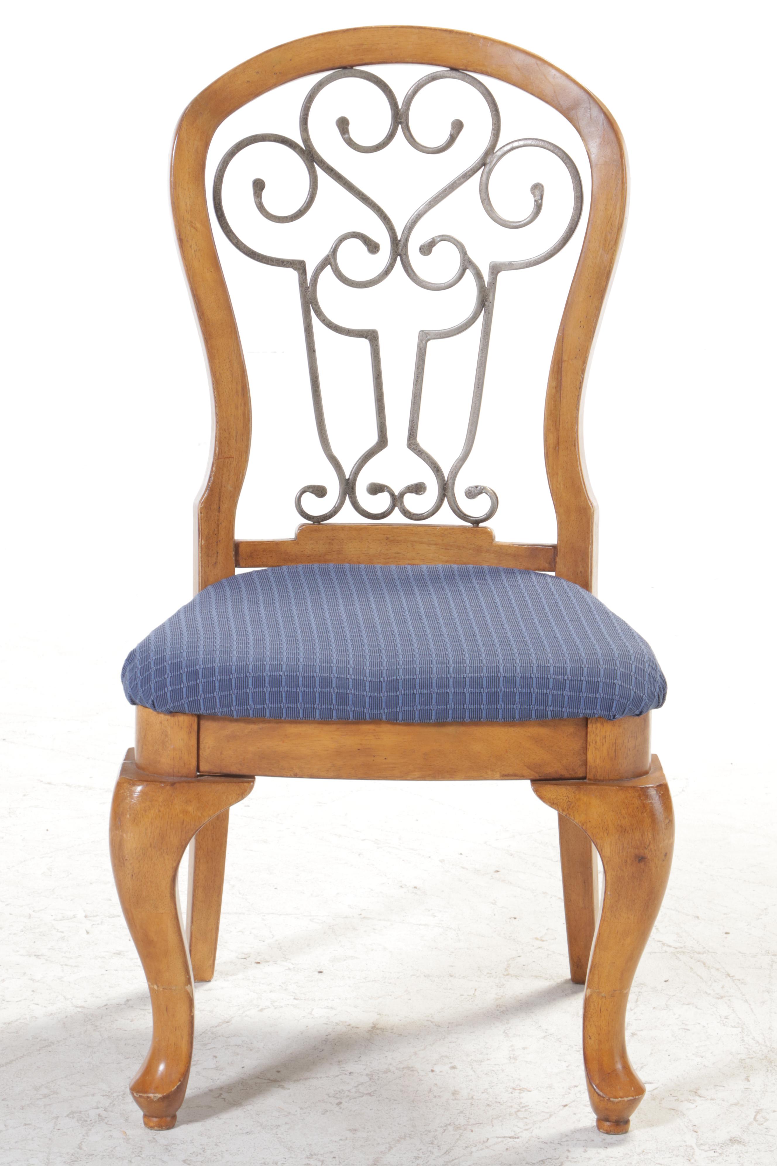 Four Ashley Furniture MetalMounted Hardwood Dining Side Chairs EBTH