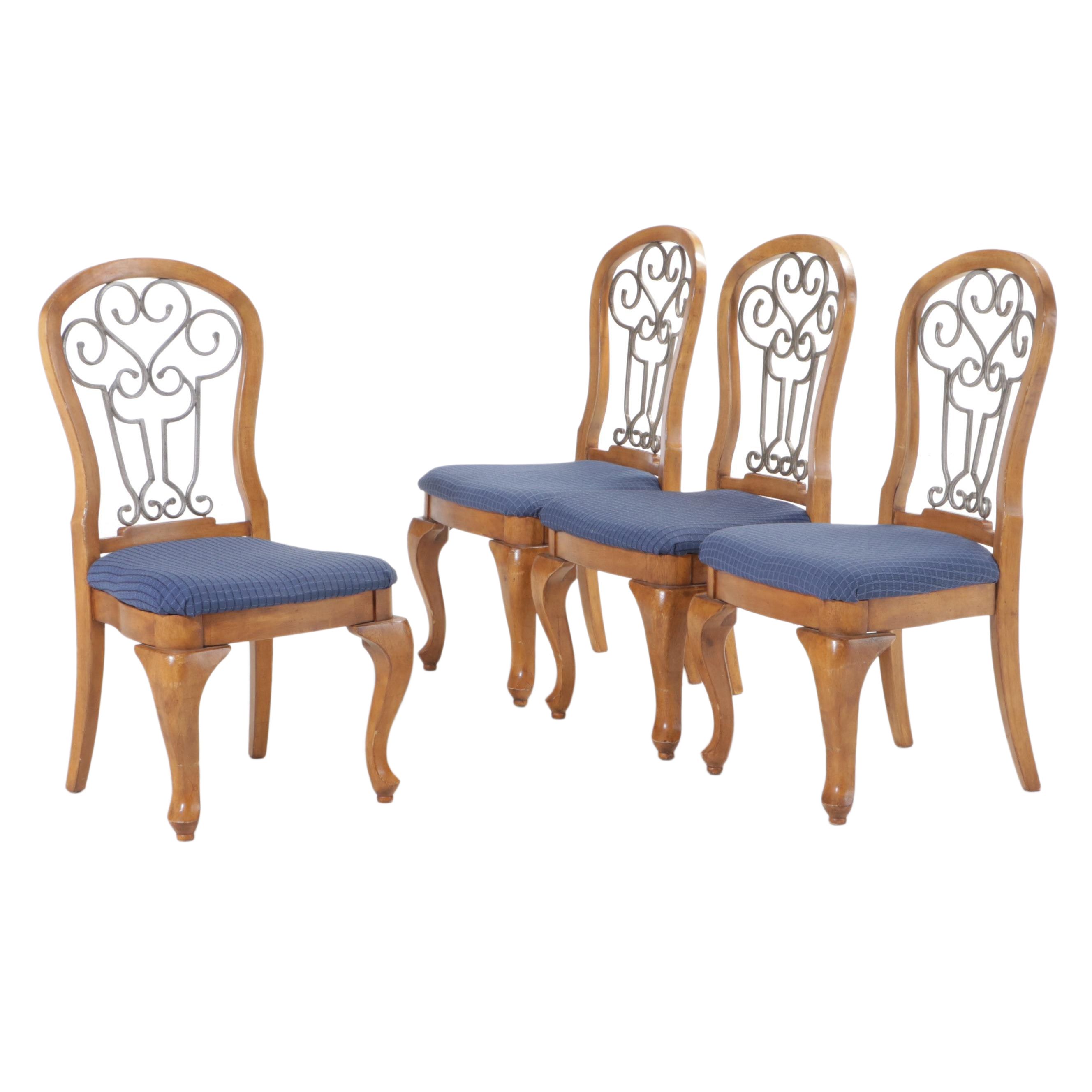 Four Ashley Furniture MetalMounted Hardwood Dining Side Chairs EBTH