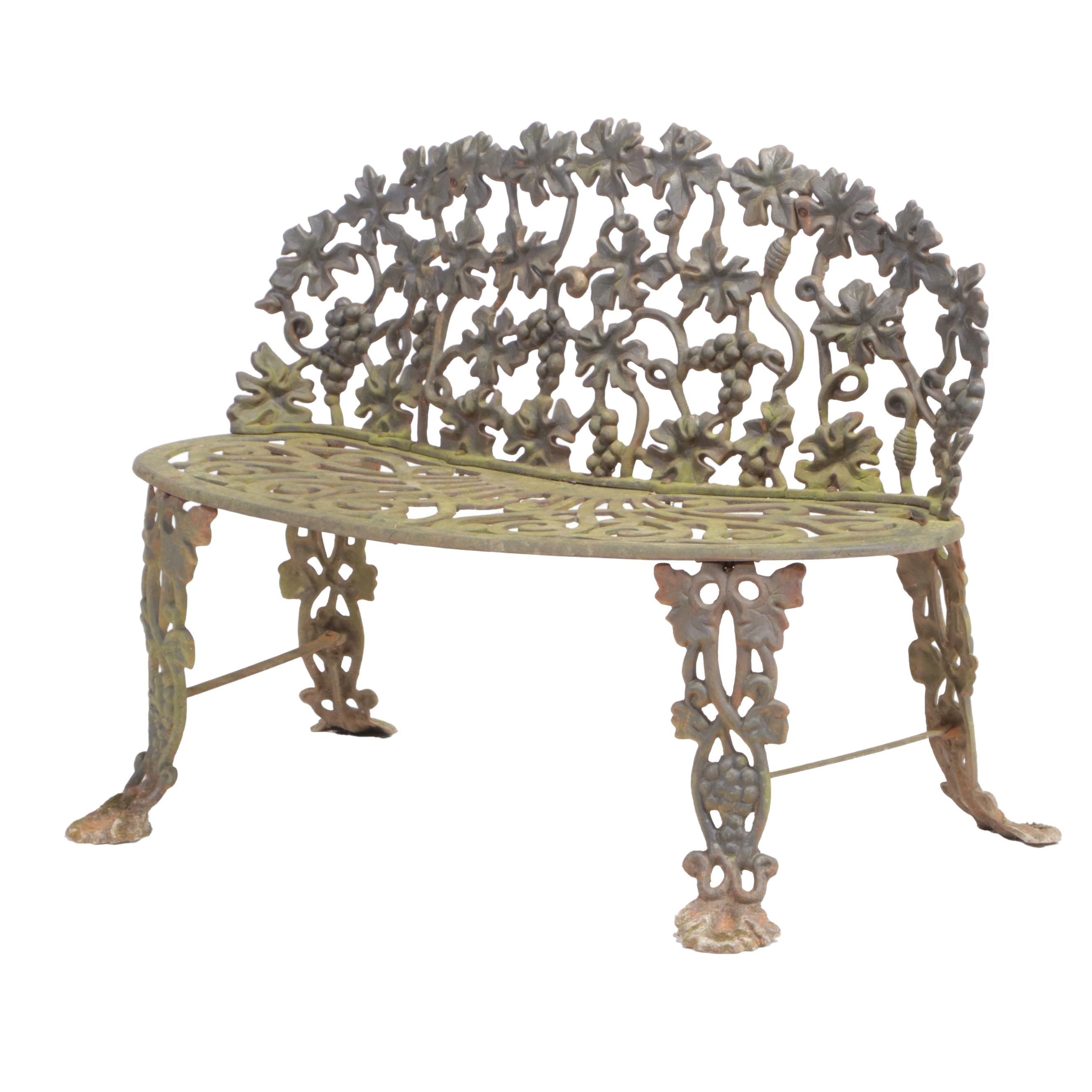 Victorian Cast Iron Patio Loveseat With Grapevine Motif EBTH