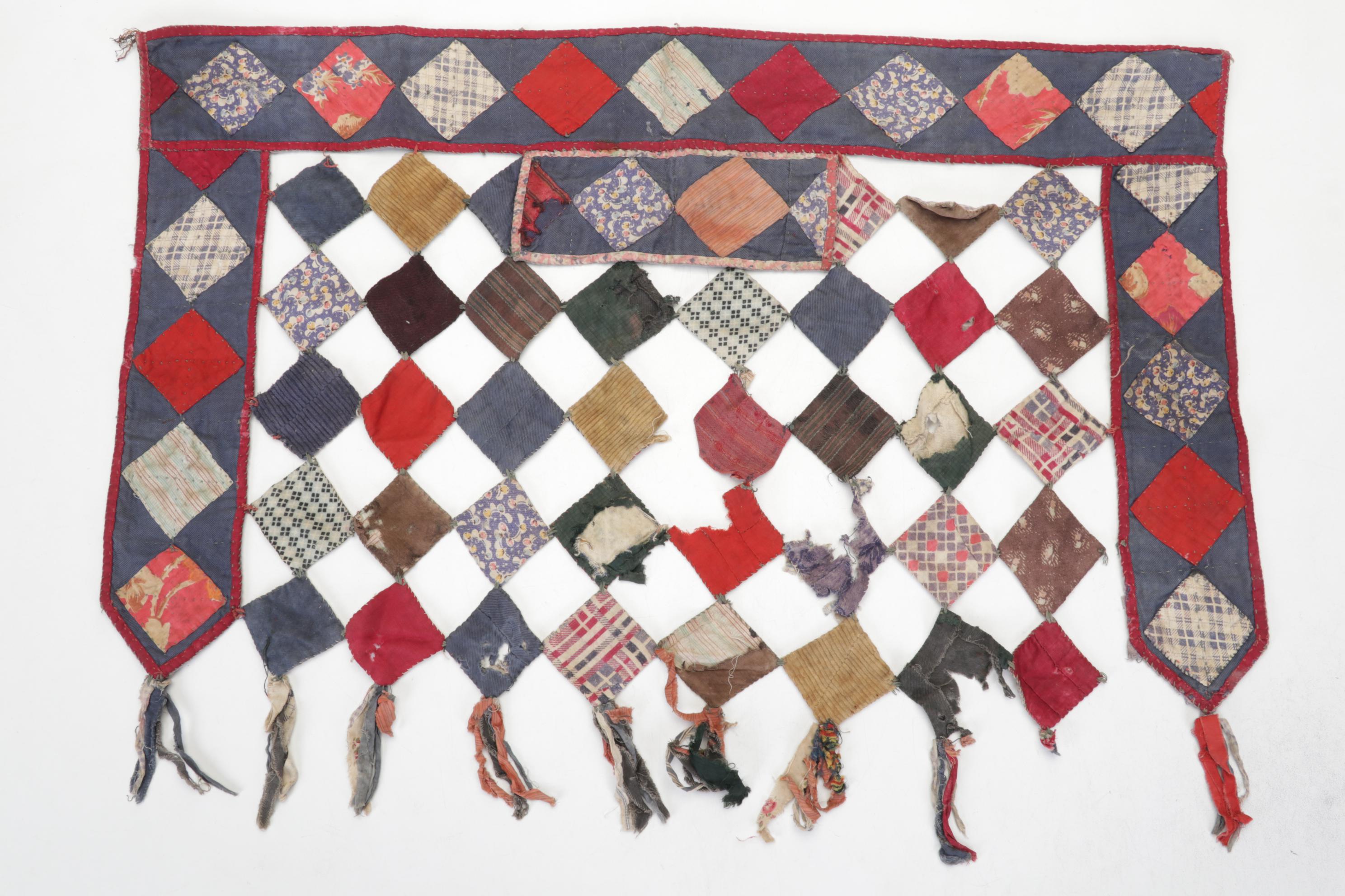 Uzbek Handsewn Diamond Fabric Tent Wall Hanging Textile EBTH