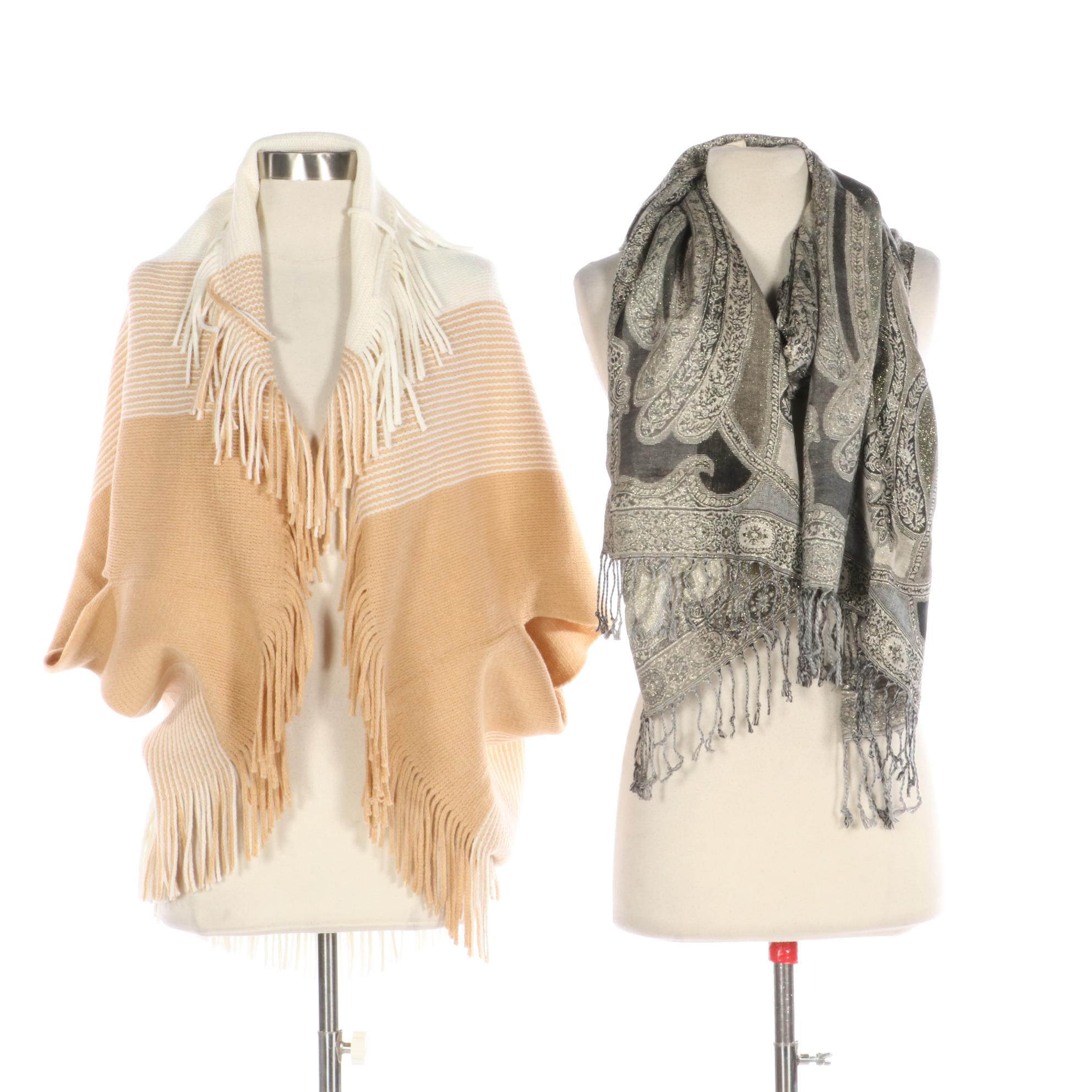 Chico's Fringe Shrug Wrap with Other Wool/Metallic Thread Fringe Scarf