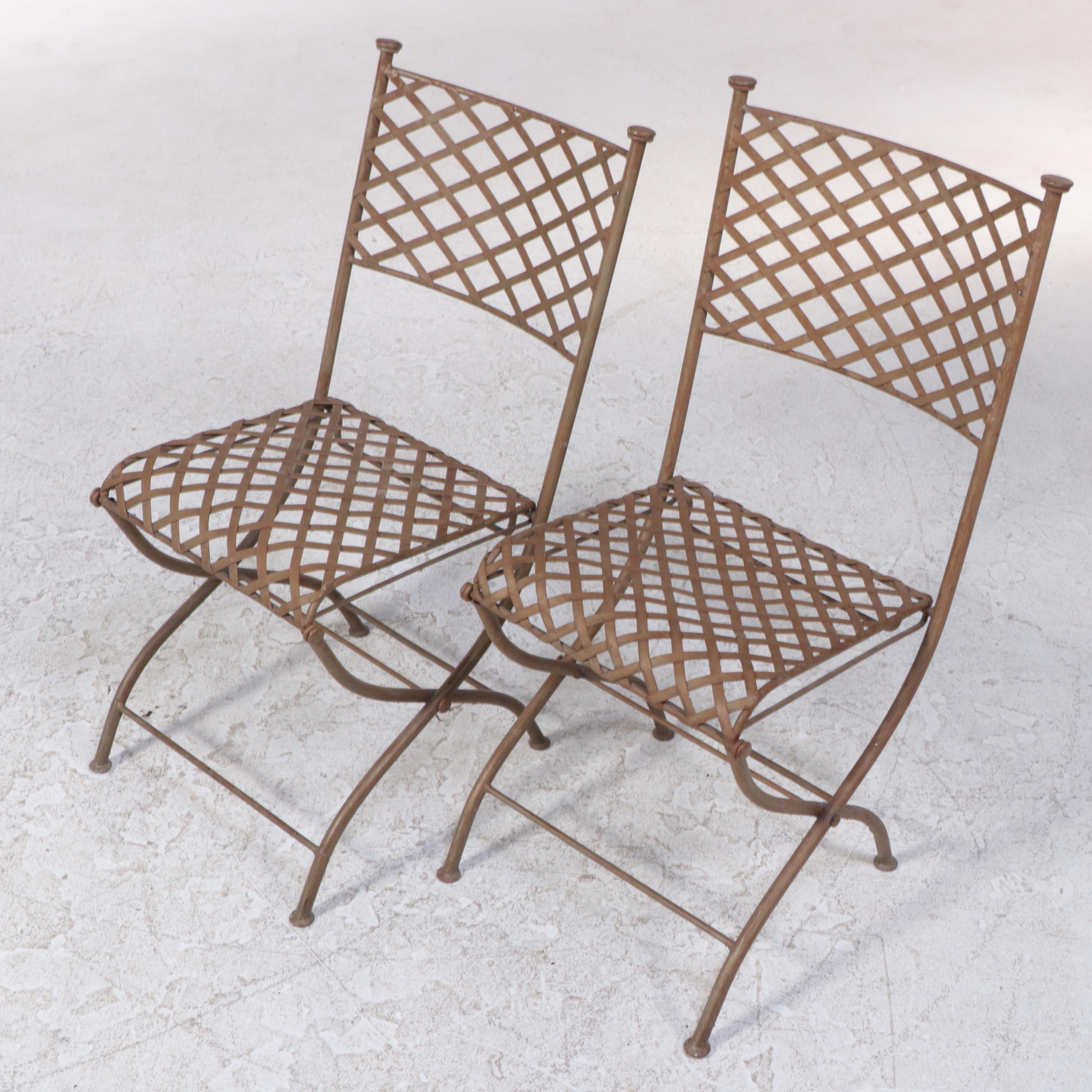 Metal Mesh Folding Patio Table and Two Chairs EBTH