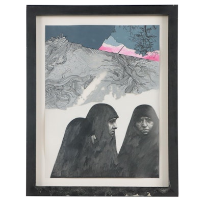 Jimmy Baker Mixed Media Drawing "Haunting Our Dreams 2," 2006