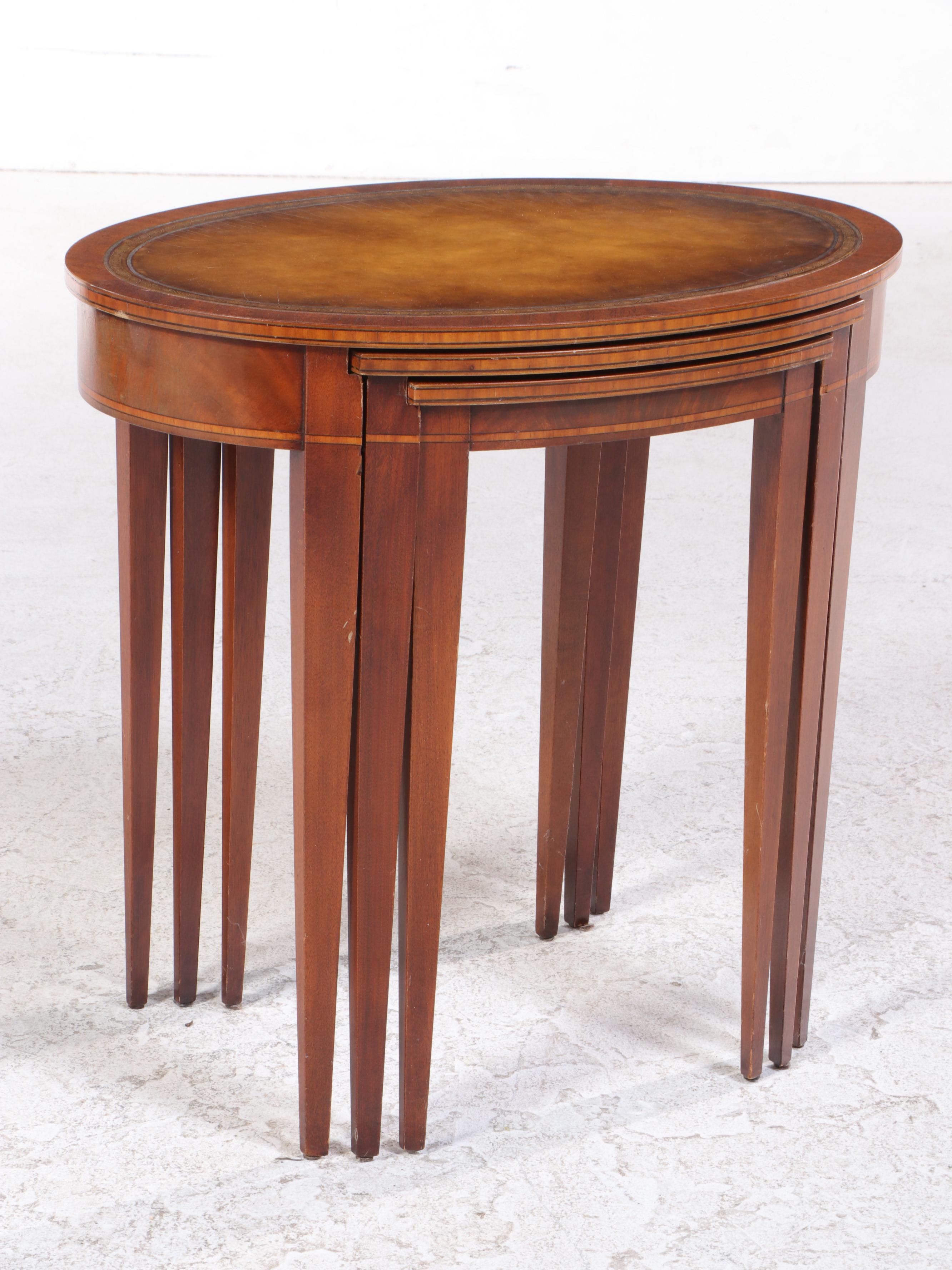 Set of Three Weiman Federal Style Mahogany and LineInlaid Nesting