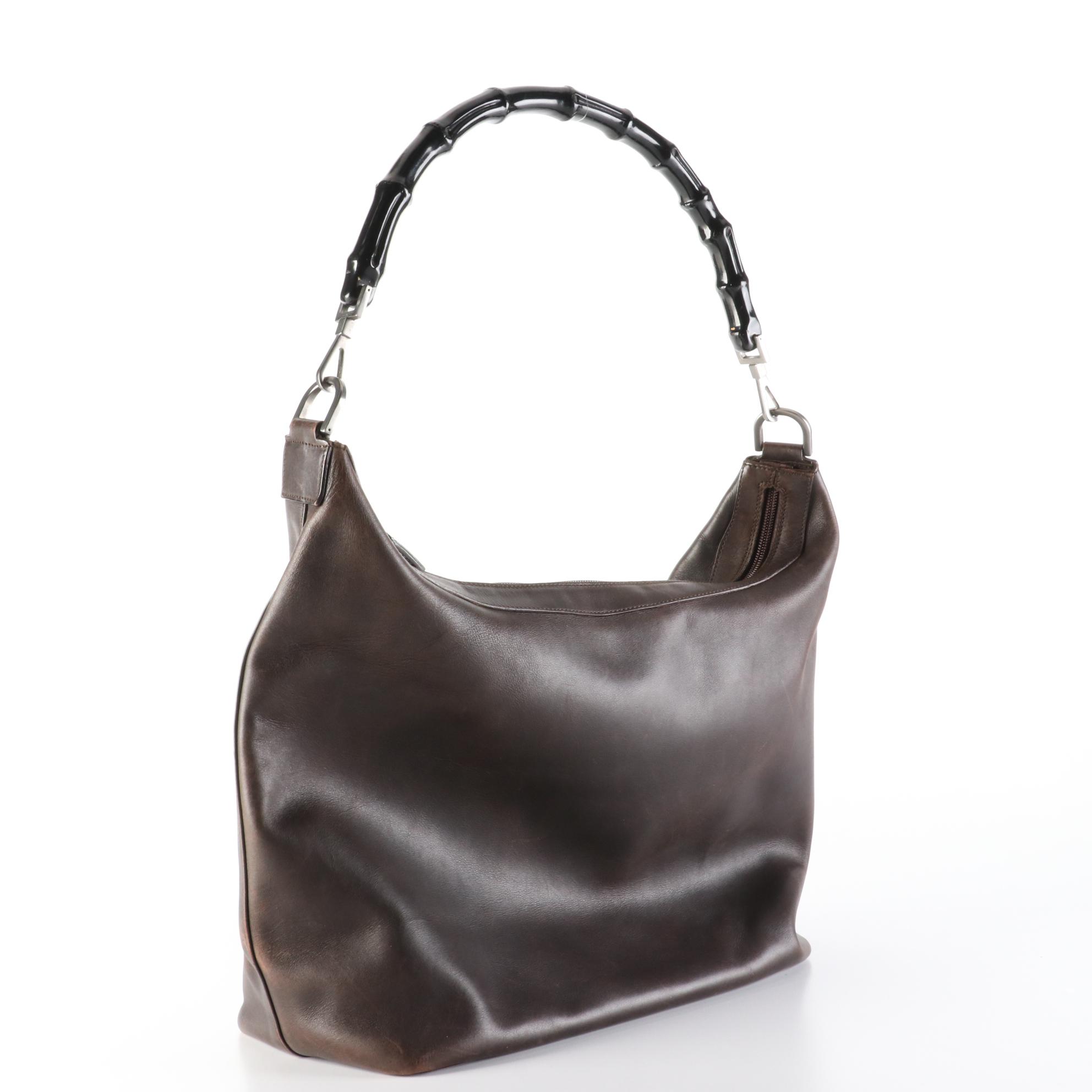 Gucci Bamboo Leather Shoulder Bag EBTH