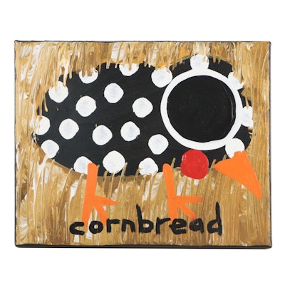John “Cornbread” Anderson Outsider Art Acrylic Painting "Chick"