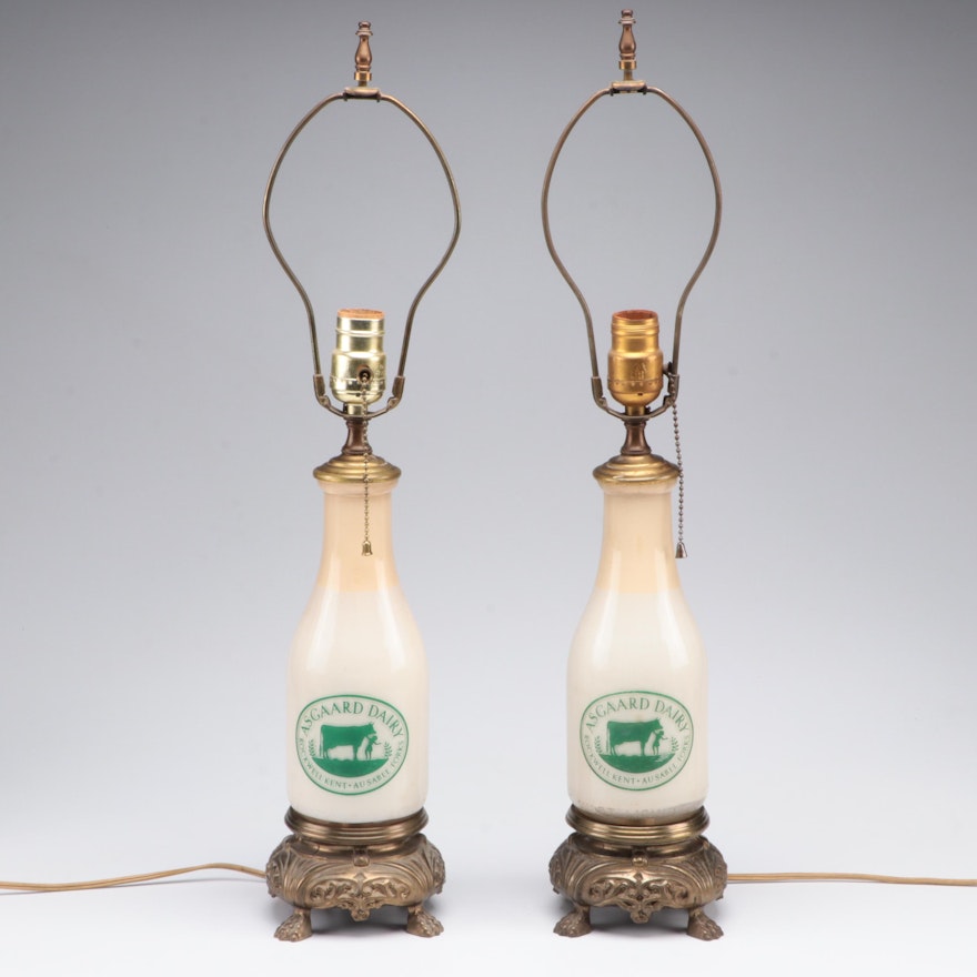 Asgaard Dairy Rockwell Kent Assembled Milk Bottle Lamps